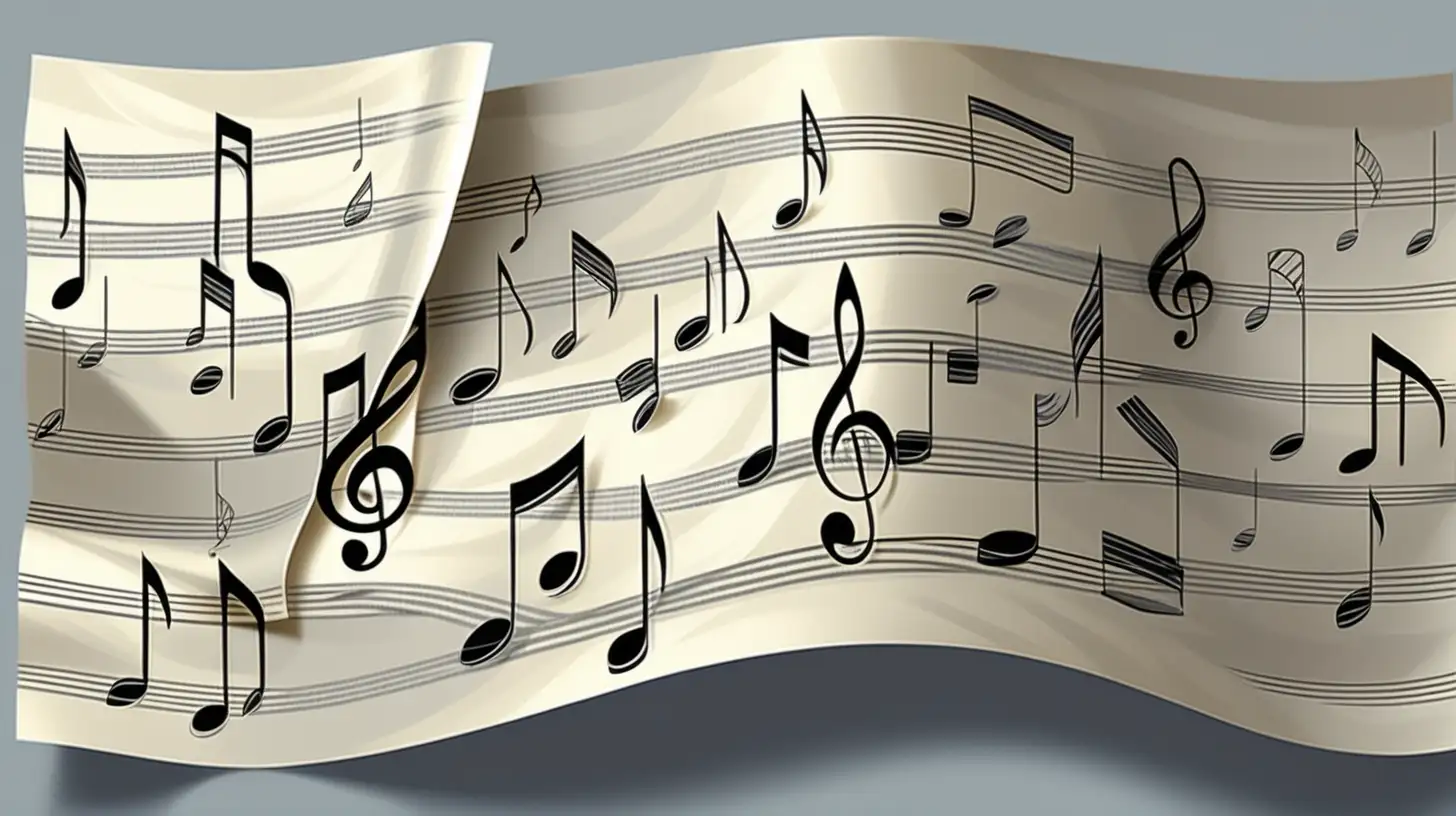 Abstract Musical Notes on Silvery Background