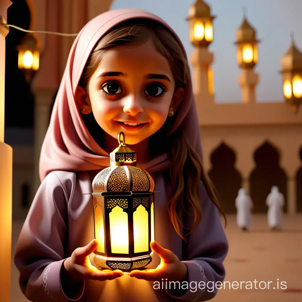 girle holding Ramadan lantern