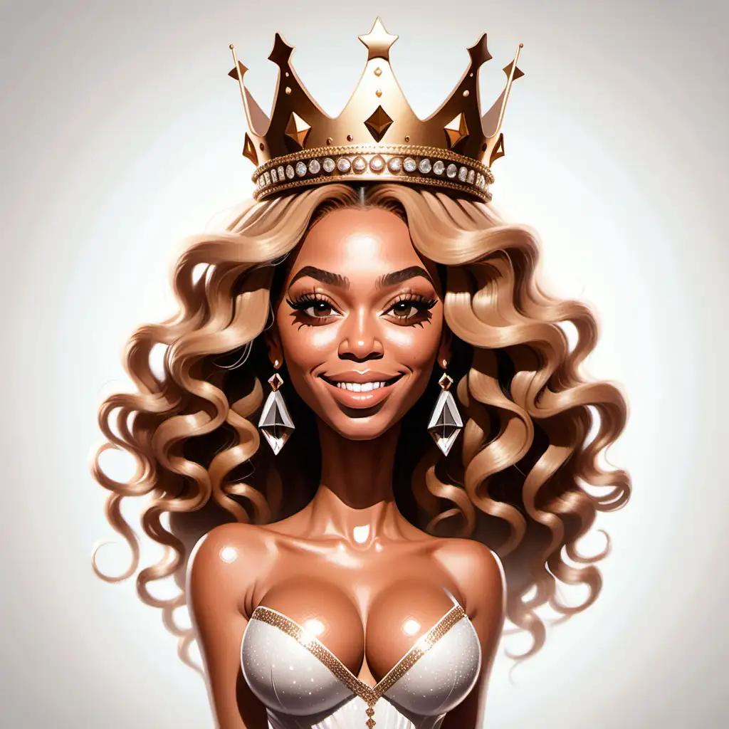 Beyonc Caricature Queenly Presence with Oversized Crown