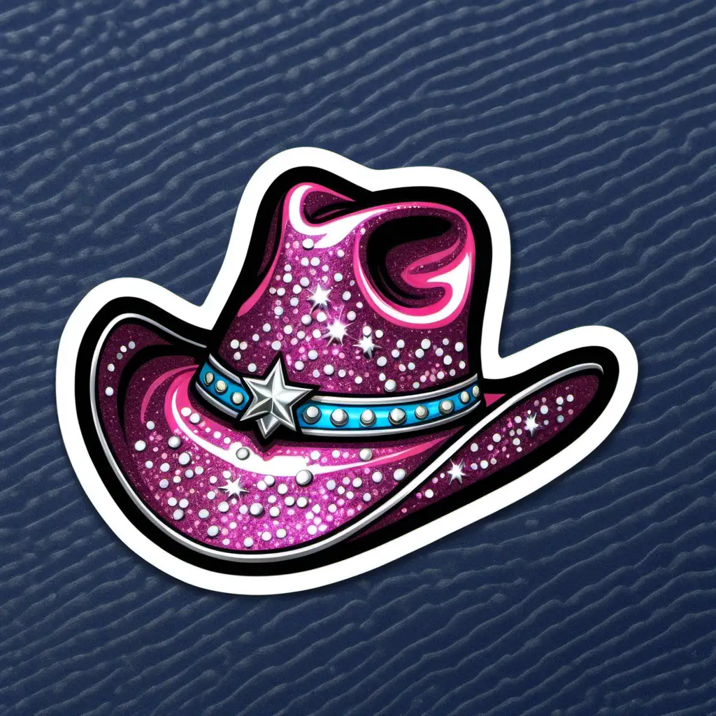 Shiny Glitter Cowboy Hat Sticker for Western Themed Decor