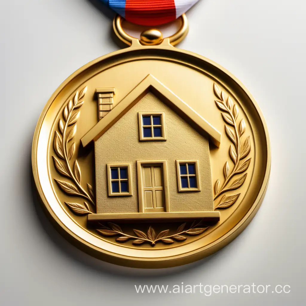 Golden-Medal-with-House-Illustration-Symbol-of-Achievement-and-Homeownership