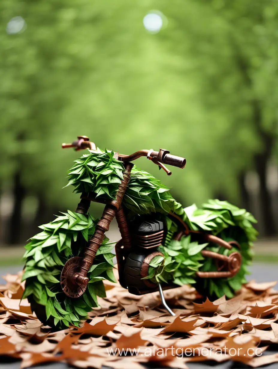 Motorcycle made of leafs