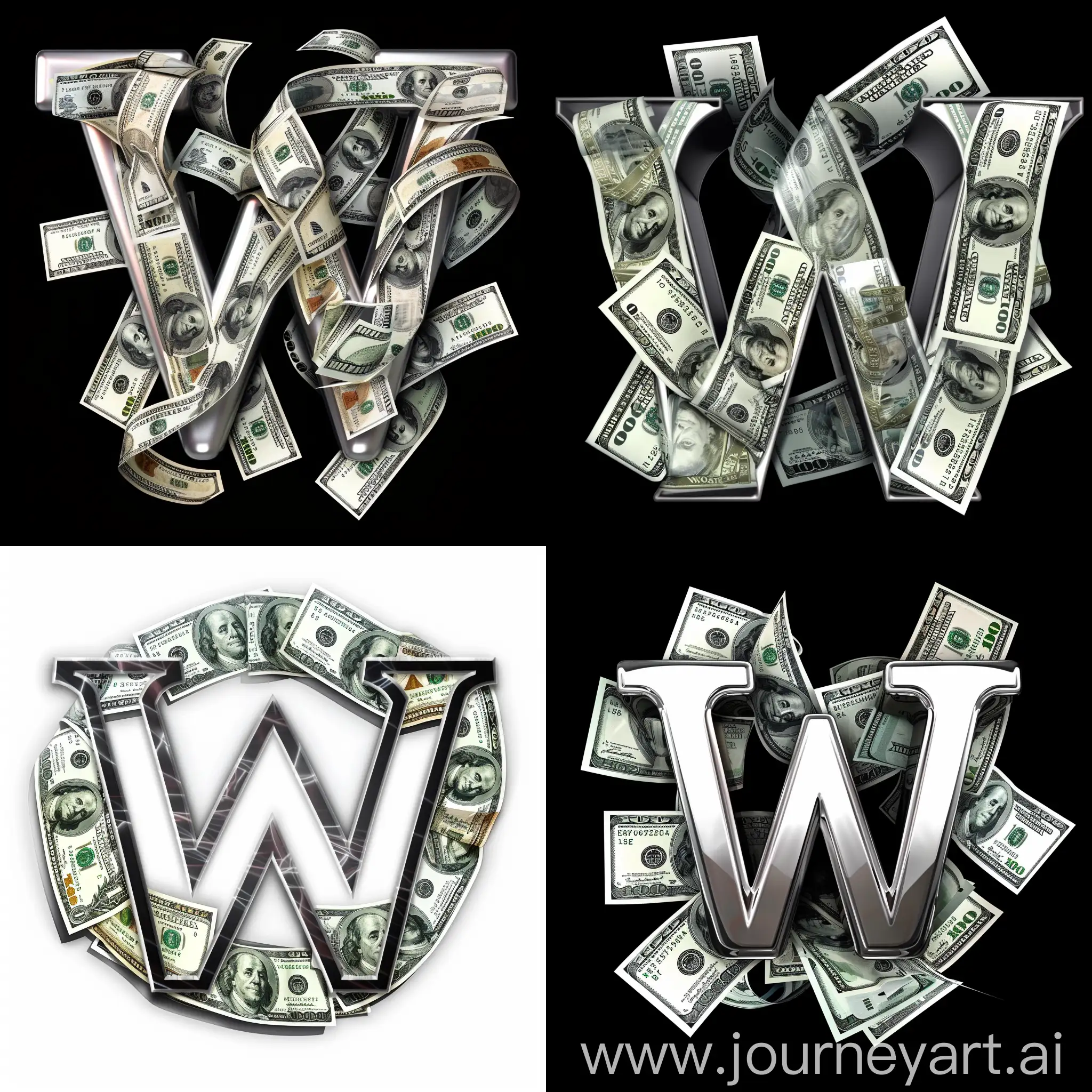 Modern-Rich-W-Letter-Logo-with-Motion-Blur-100-Dollar-Bills