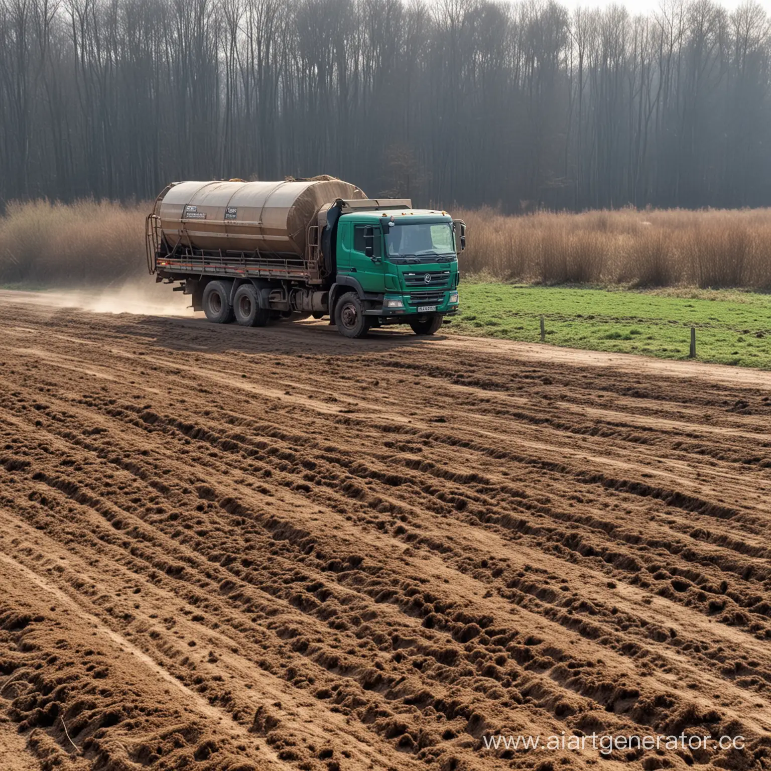 Rustic-Farm-Truck-Loaded-with-Fresh-Manure-in-Countryside