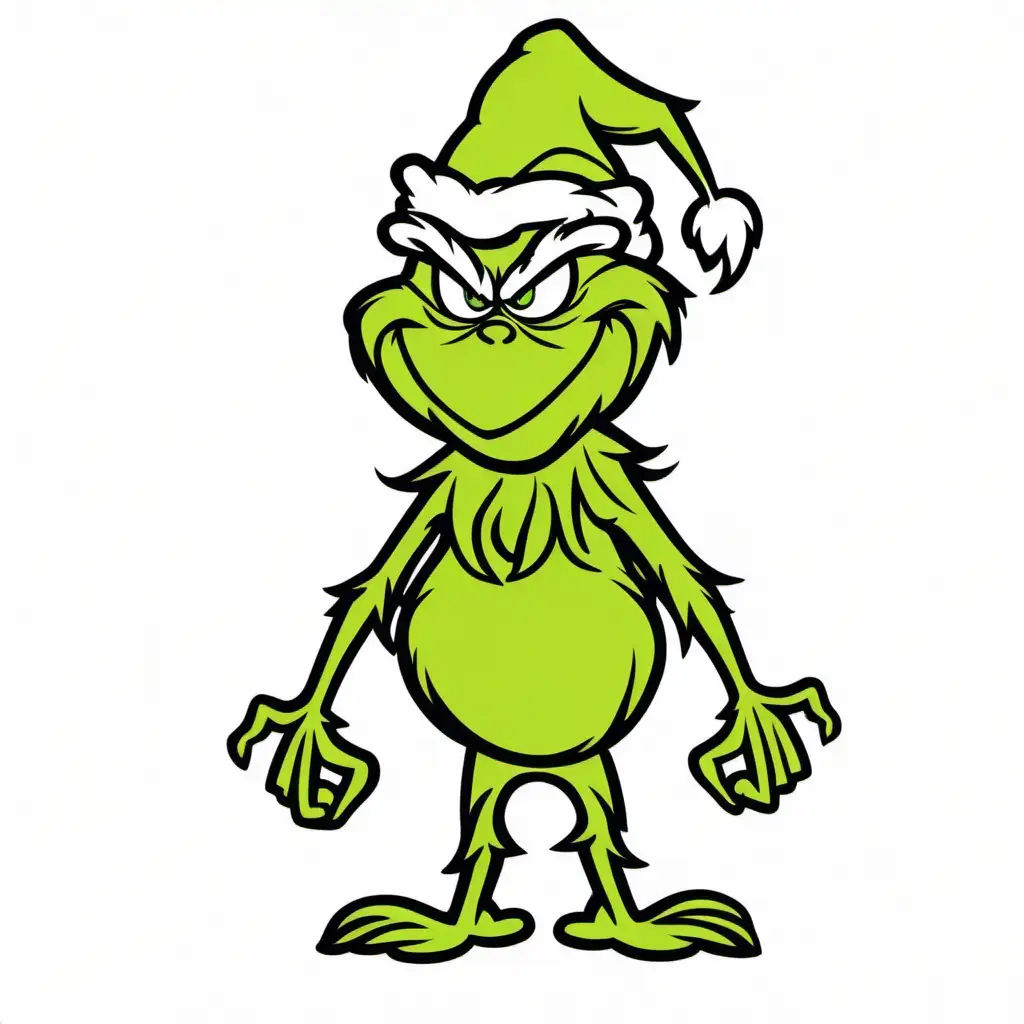 Playful Full Body Grinch with Bold Black Outline