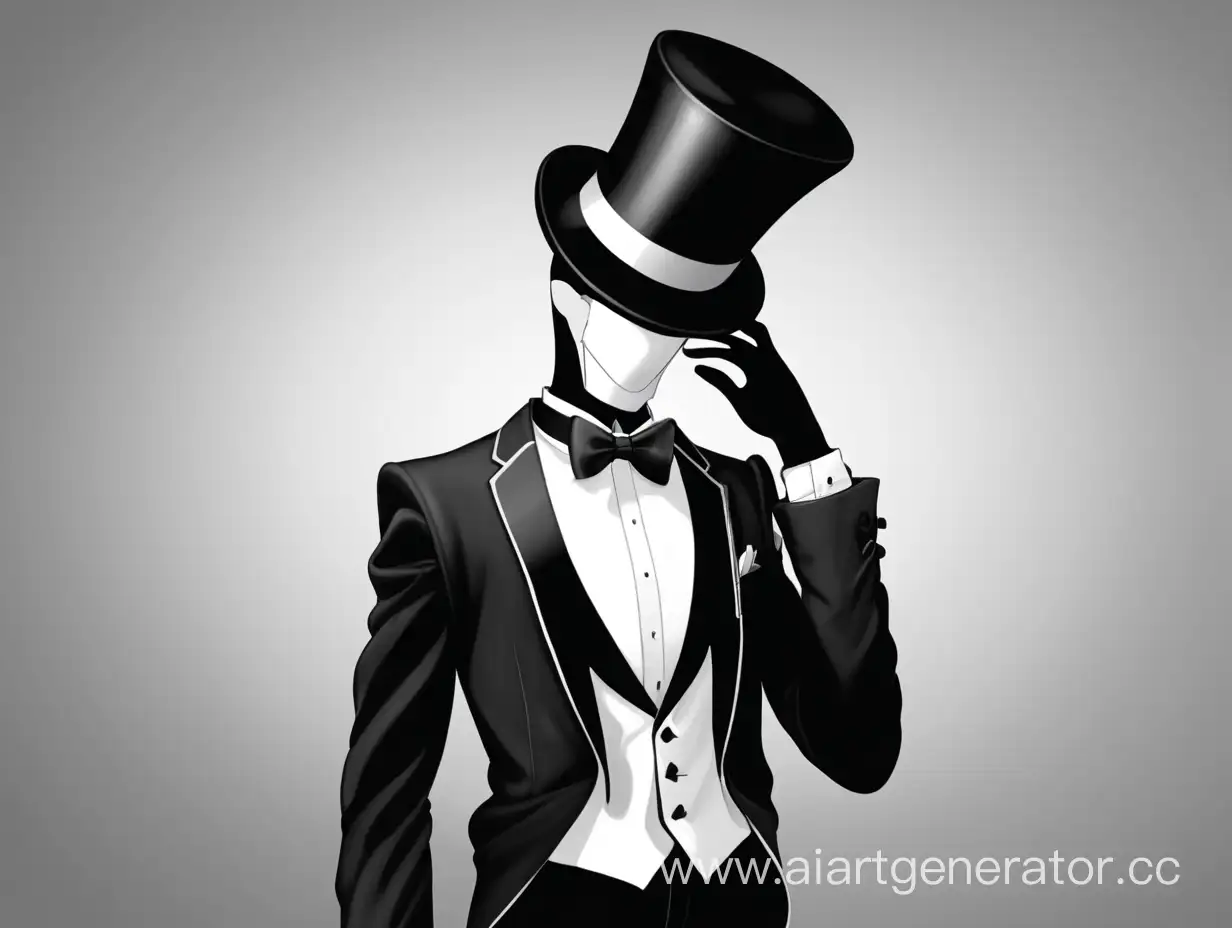 Elegant-Faceless-Man-in-Tuxedo-Greeting-with-Top-Hat