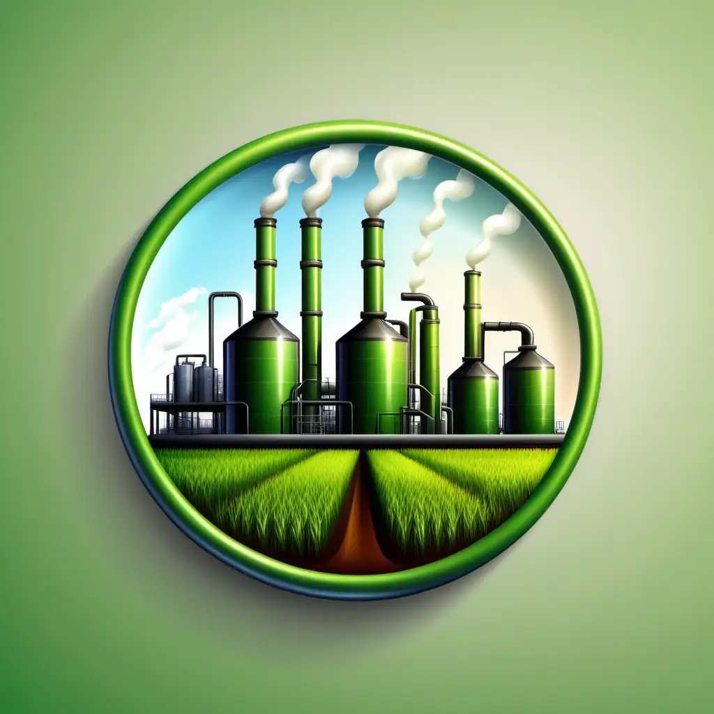 Realistic Circular Icon of a Biorefinery for Sustainable Energy Solutions