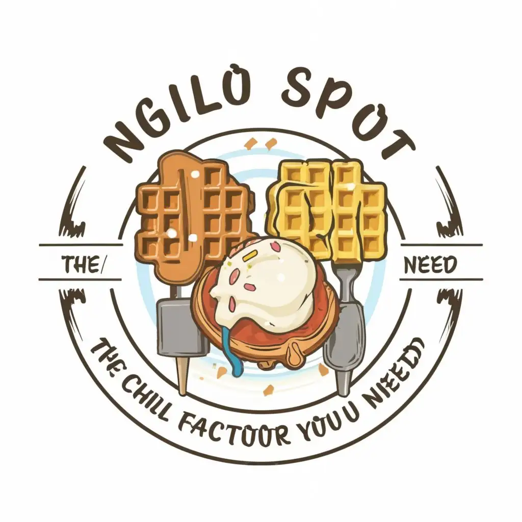 logo, waffles and ice cream, with the text "NGILO SPOT  (THE CHILL FACTOR YOU NEED)", typography, be used in Restaurant industry