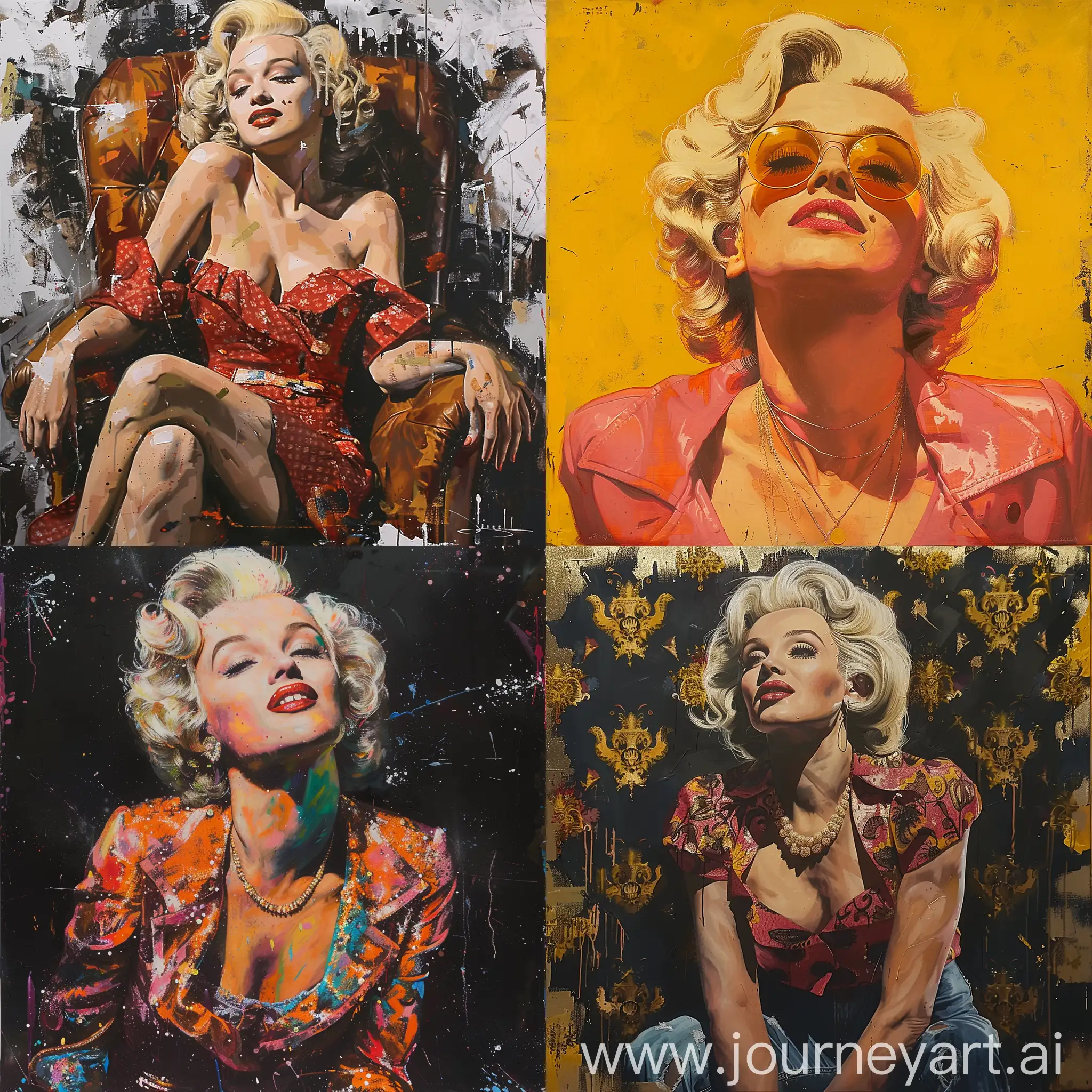  Contemporary painting of Marilyn Monroe, dressed in fashionable clothes, glamour, creative, poster style