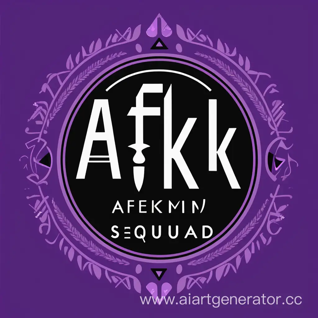 Черно-фиолетовый фон и надпись AfkSquad понятным шрифтом