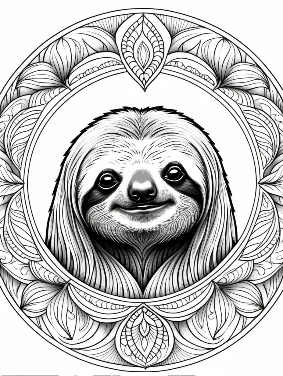 High Detail Sloth Mandala Coloring Book for Adults