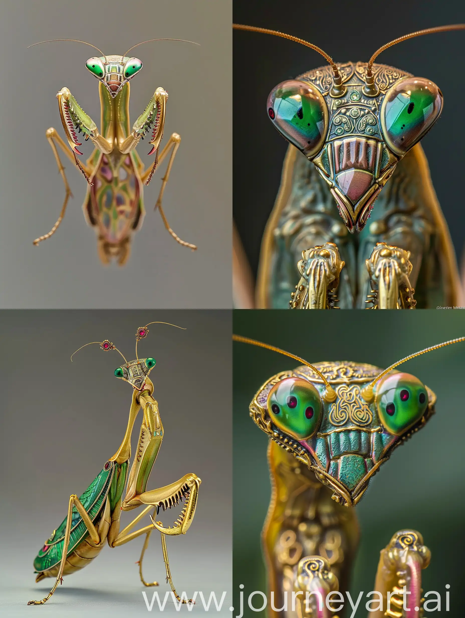 Art-Nouveau-Praying-Mantis-Jewelry-Realistic-Gold-Emerald-and-Ruby-Accents