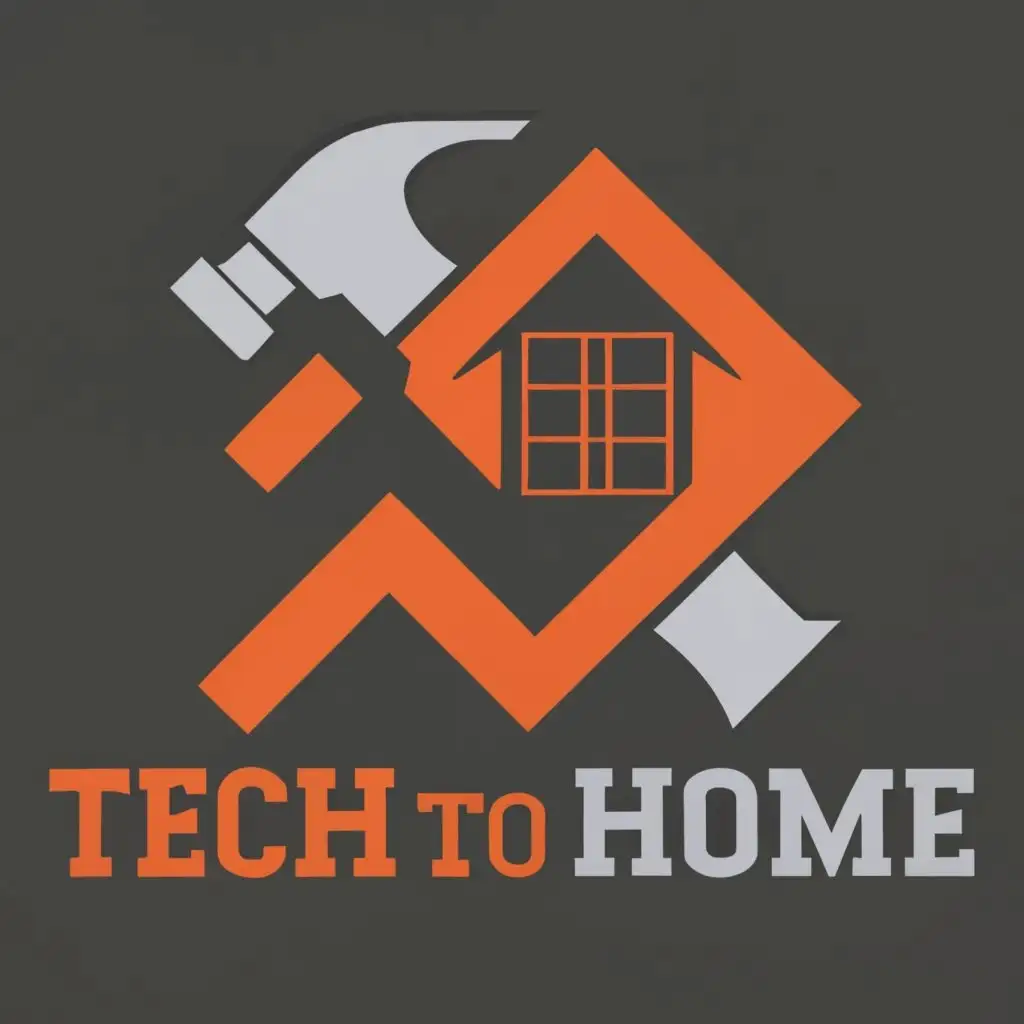 logo, hammer, with the text "Tech to home ", typography, be used in Construction industry
