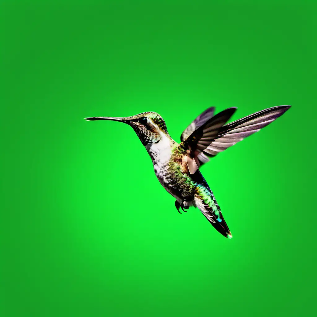 colibrí con fondo en croma verde
