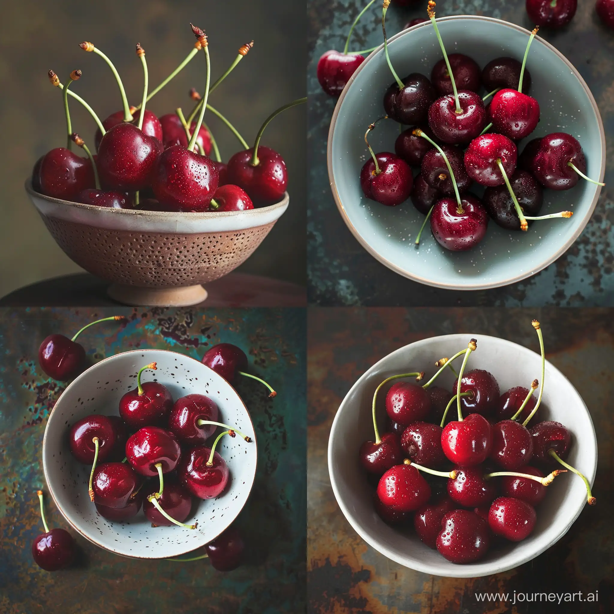 Aesthetic photo of a bowl of cherries