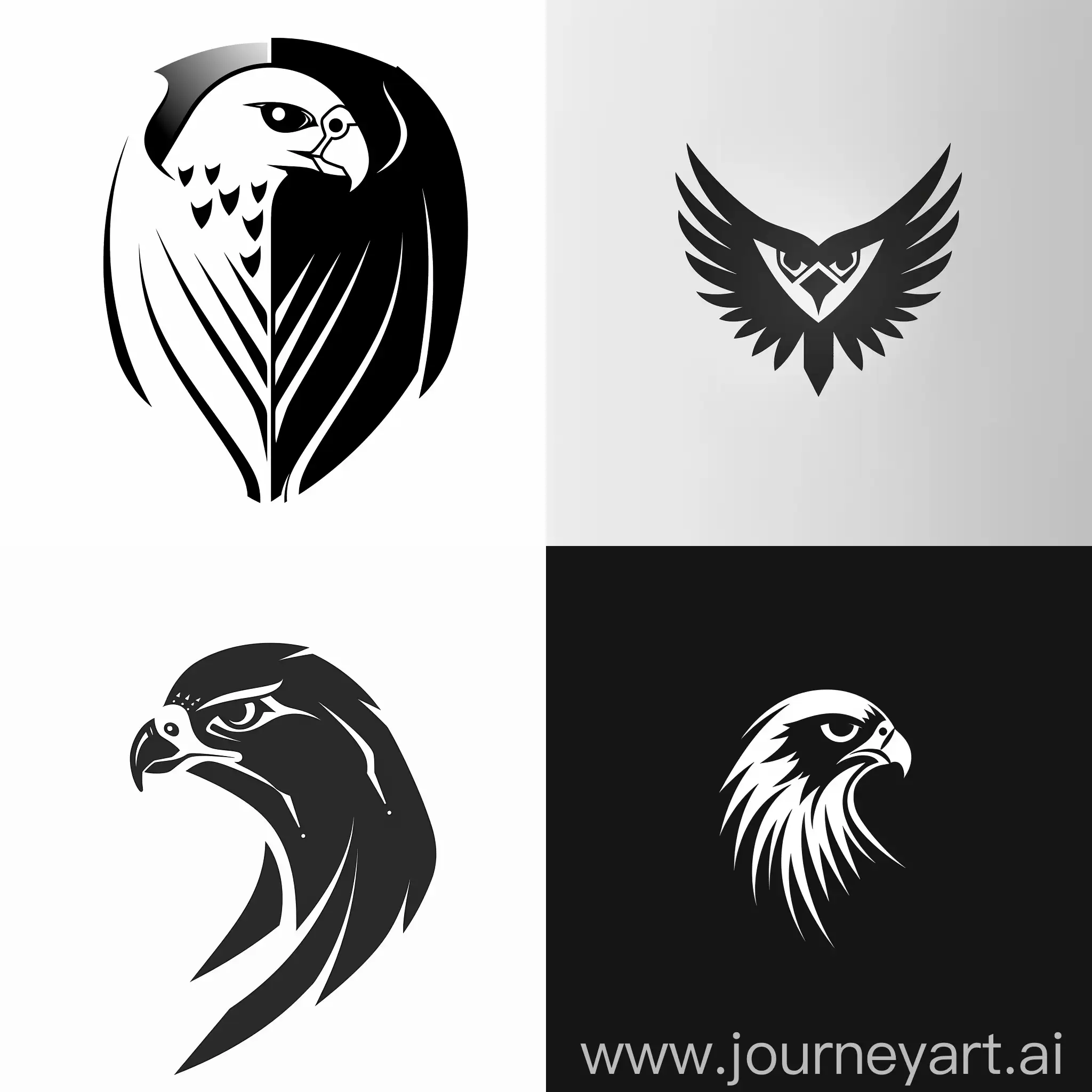 please can you create modren logo featuring Falcon black and white 