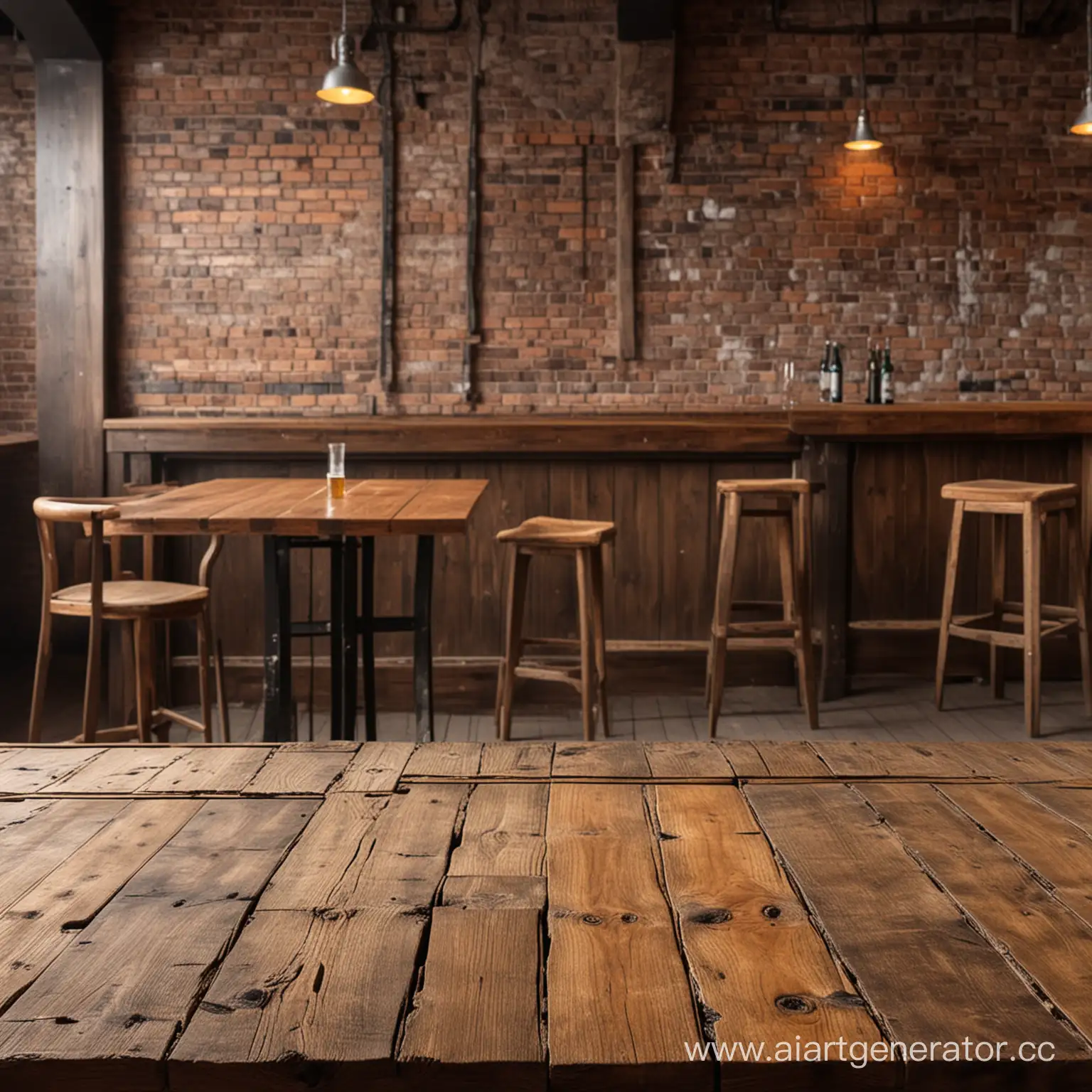 пустой деревянный стол в пустом пивном баре