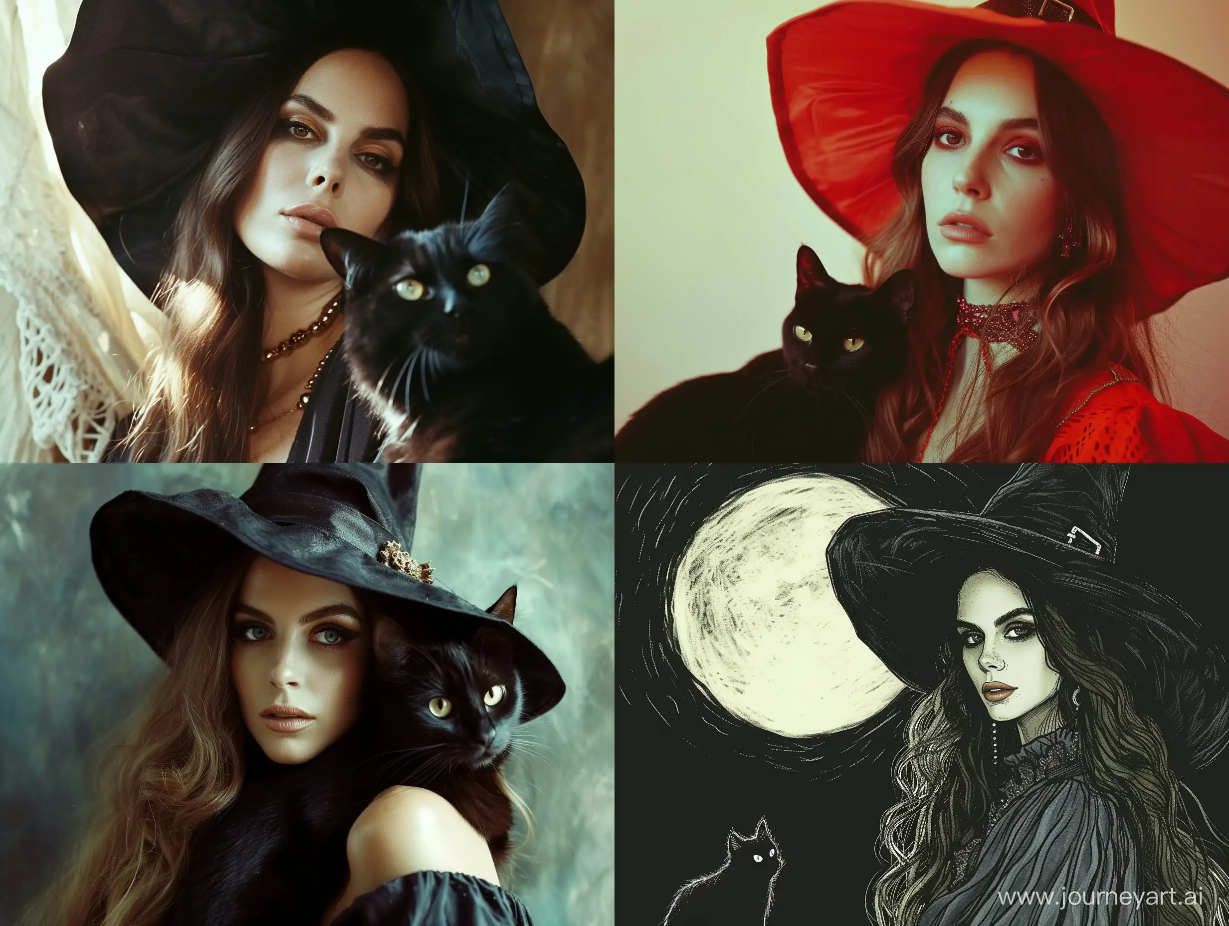Lana del Rey as witch and black cat 