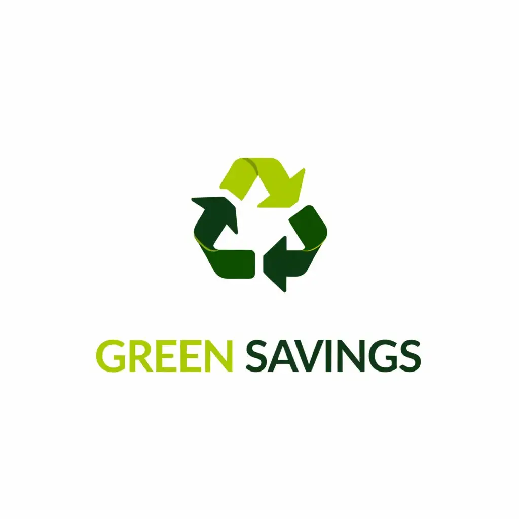a logo design,with the text "Green Savings
REDUCE, REUSE, RECYCLE", main symbol:recycle symbol,complex,clear background
