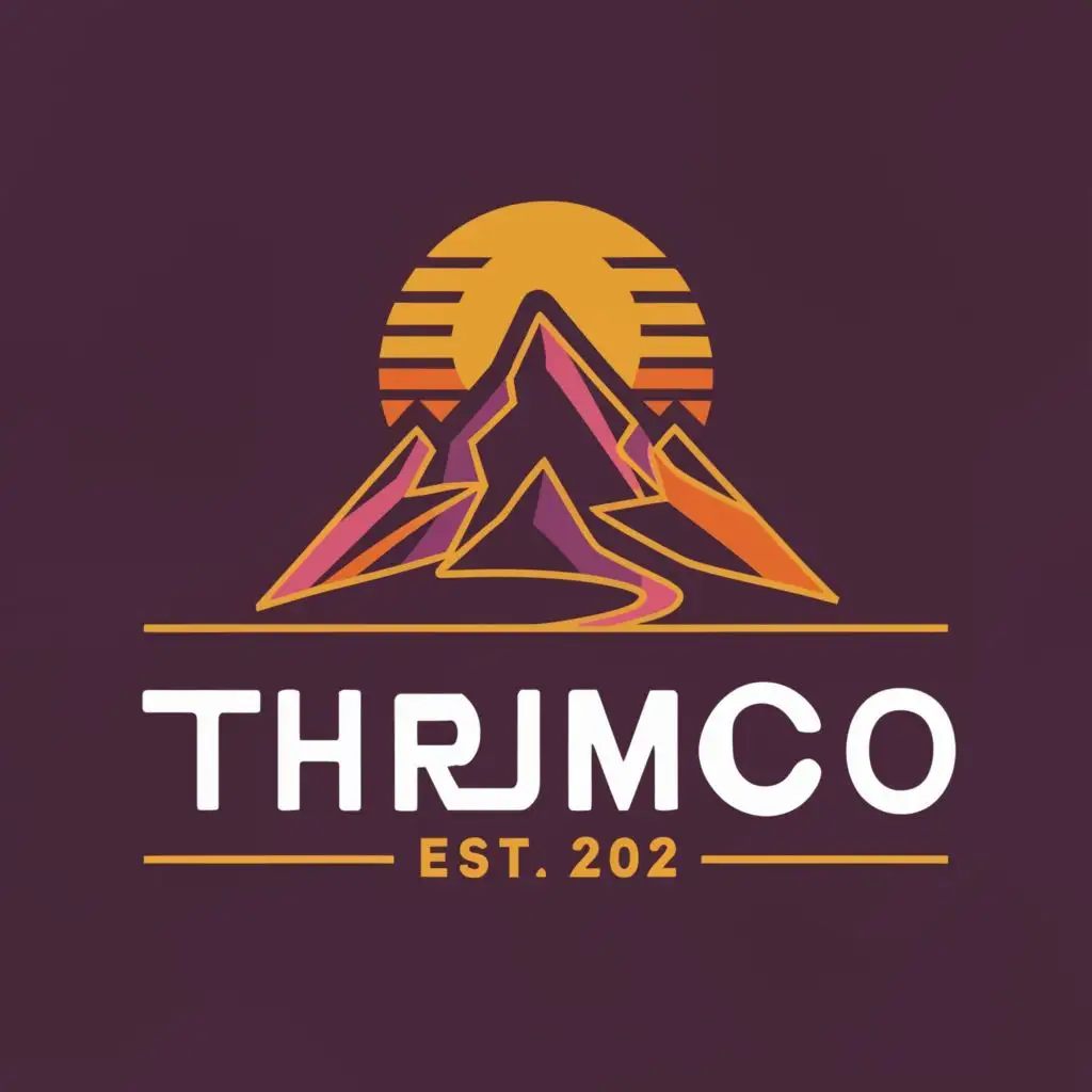 a logo design,with the text "thrum.co", main symbol:Imagine the logo's foundation with soft, rolling hills and sharp, majestic peaks stretching across the background, painted in a rich palette of autumn colors—deep oranges, reds akin to rose petals, purples like the twilight sky, and golden yellows that mirror the falling leaves. The mountains are detailed, with shadows and highlights that give a lifelike appearance, suggesting resilience and growth.

In the foreground, a unicorn in mid-stride commands attention. Its body is a sleek, modern grey, blending the mythical with the technological. The mane and tail, flowing with the movement, transition into fine digital lines and circuits at the tips, suggesting connectivity and innovation. The Jiu Jitsu black belt wraps subtly around its neck, detailed yet understated, symbolizing discipline and mastery without overwhelming the design.

Around the edges of the logo and especially at the base of the mountains, the digital circuitry becomes more pronounced, forming a subtle border that encapsulates the elements of connection and technology.,Minimalistic,be used in Technology industry,clear background
