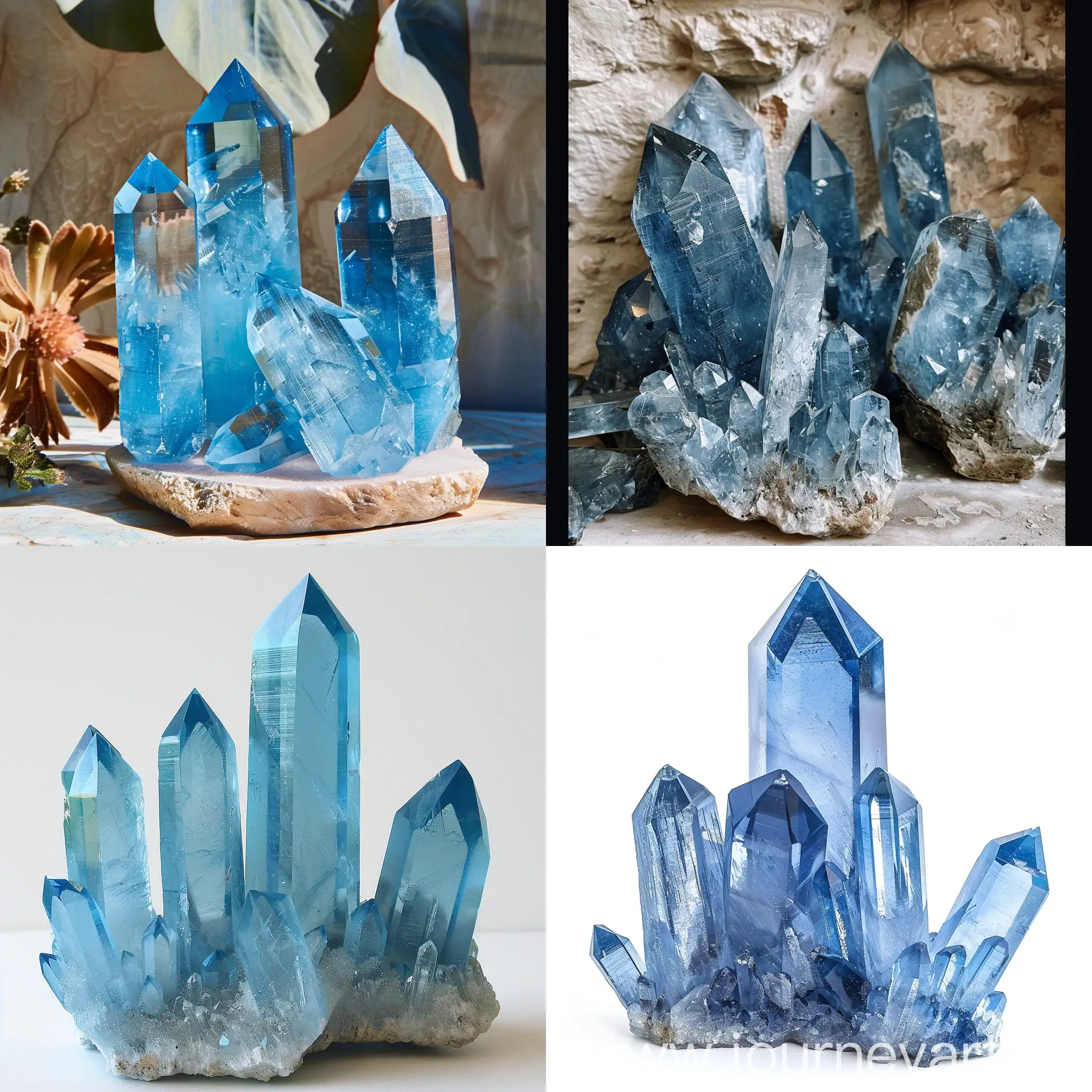 blue tall crystals