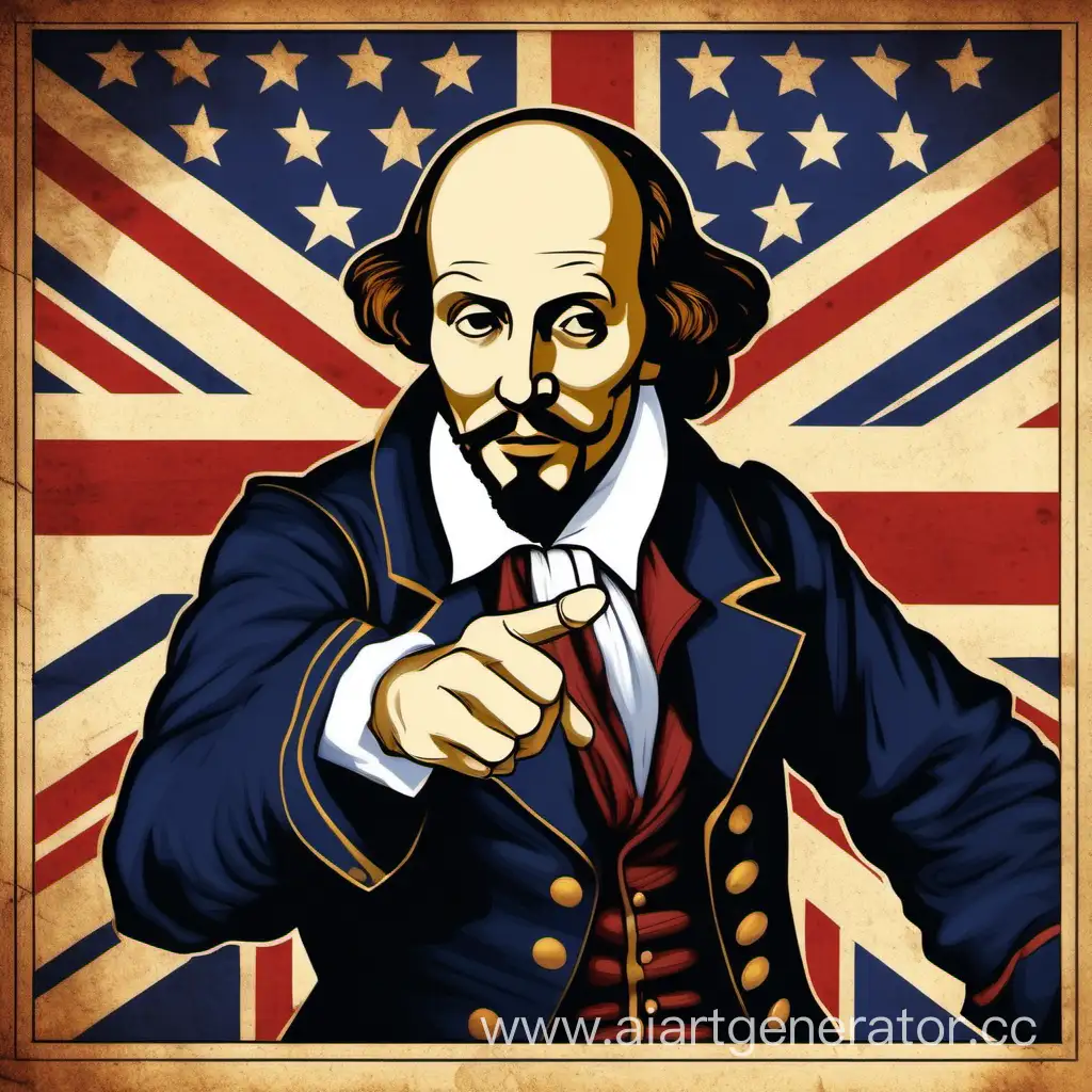 William-Shakespeare-Patriotic-Pointing-Pose-with-British-Flag-Background