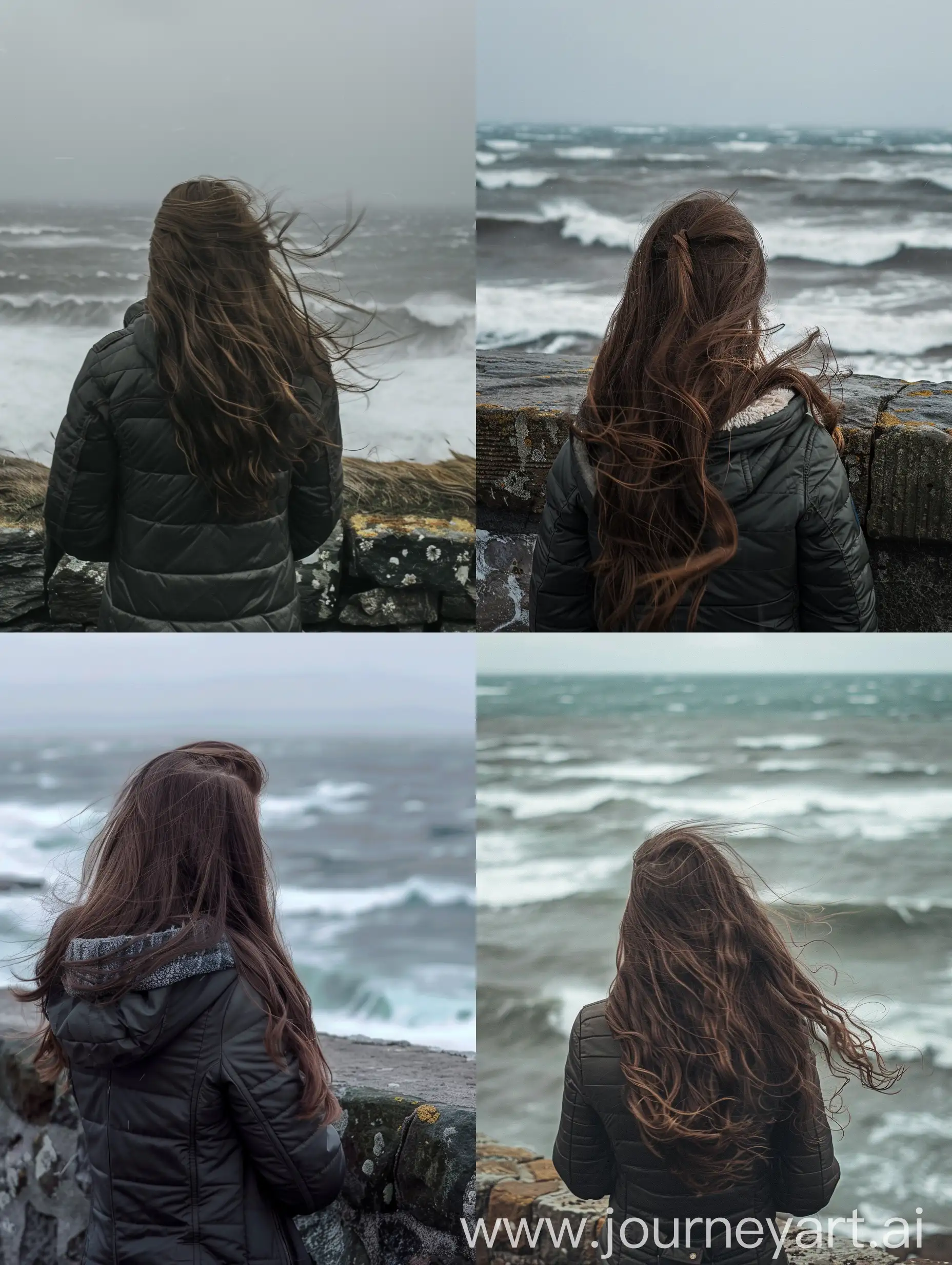 Young-Woman-Admiring-Northern-Sea-in-Winter-Jacket