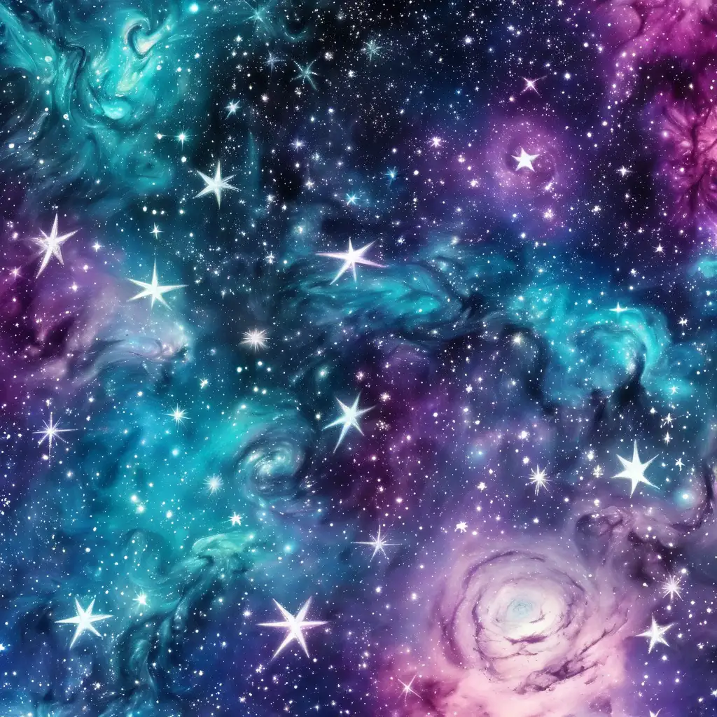 Vibrant Cosmic Colors with Starry Galaxy