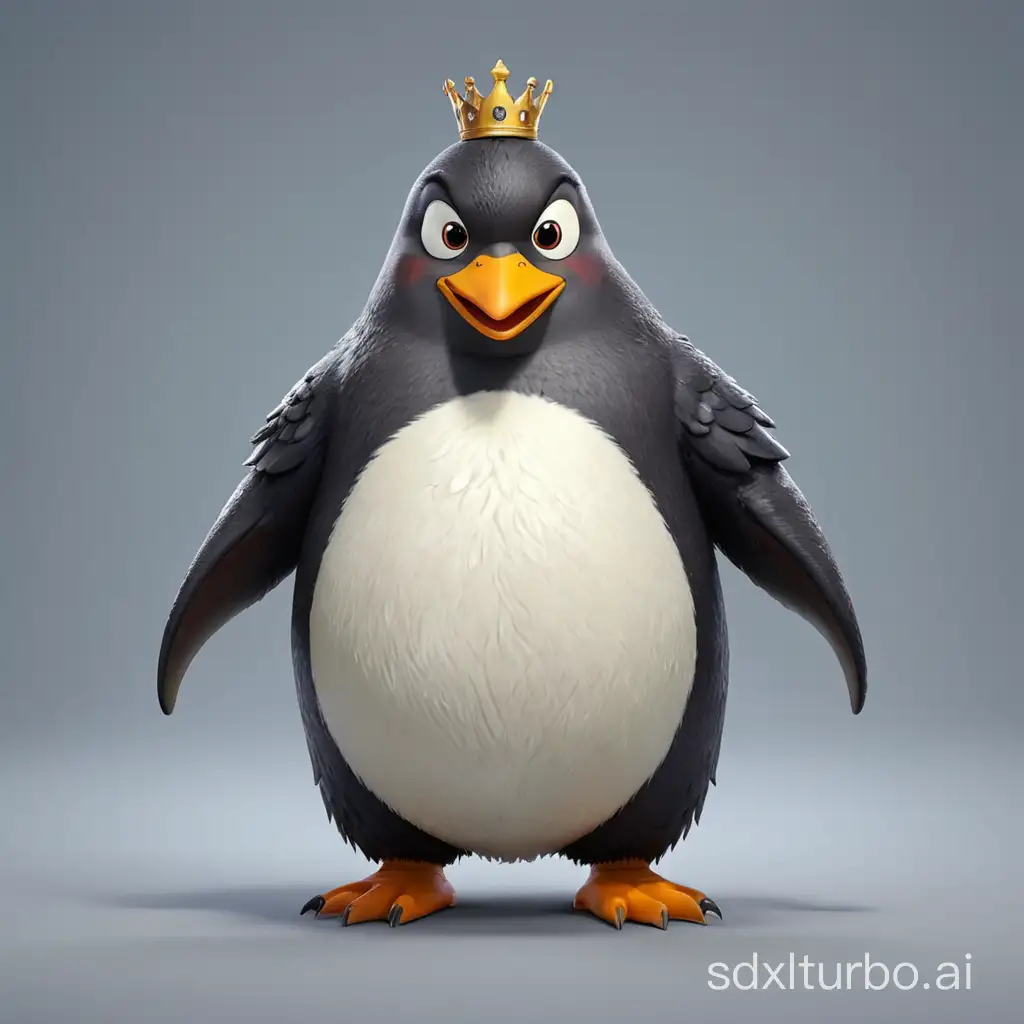 penguin strong prince, a game character, standing upright, funny