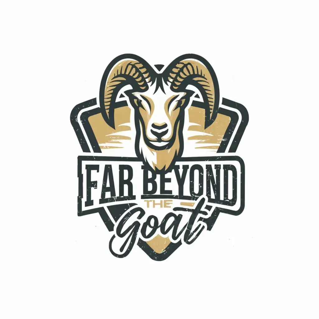 logo, Goat, with the text "Far Beyond The Goat", typography, be used in Animals Pets industry