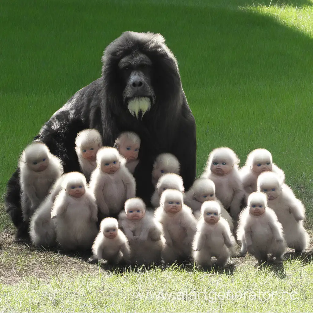 Father-Duck-Leading-His-Nine-Ducklings-Across-the-Pond