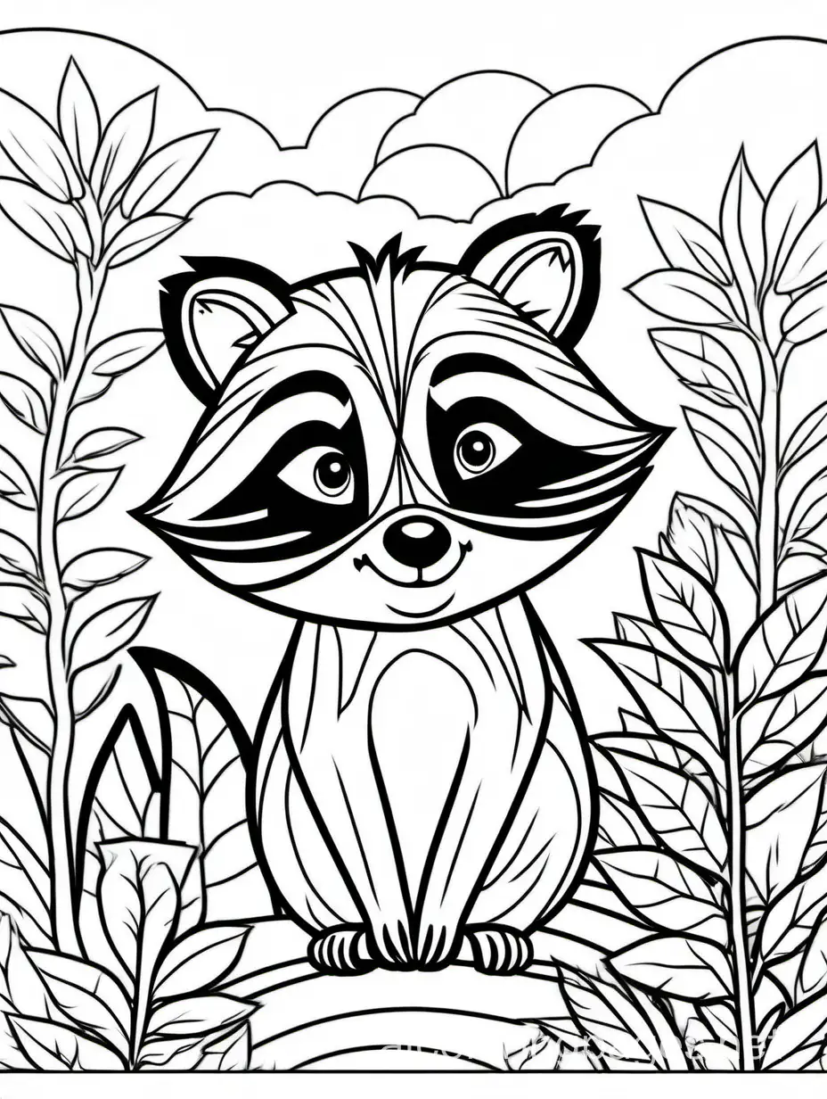 Raccoon-Coloring-Page-Simple-Black-and-White-Line-Art-for-Kids