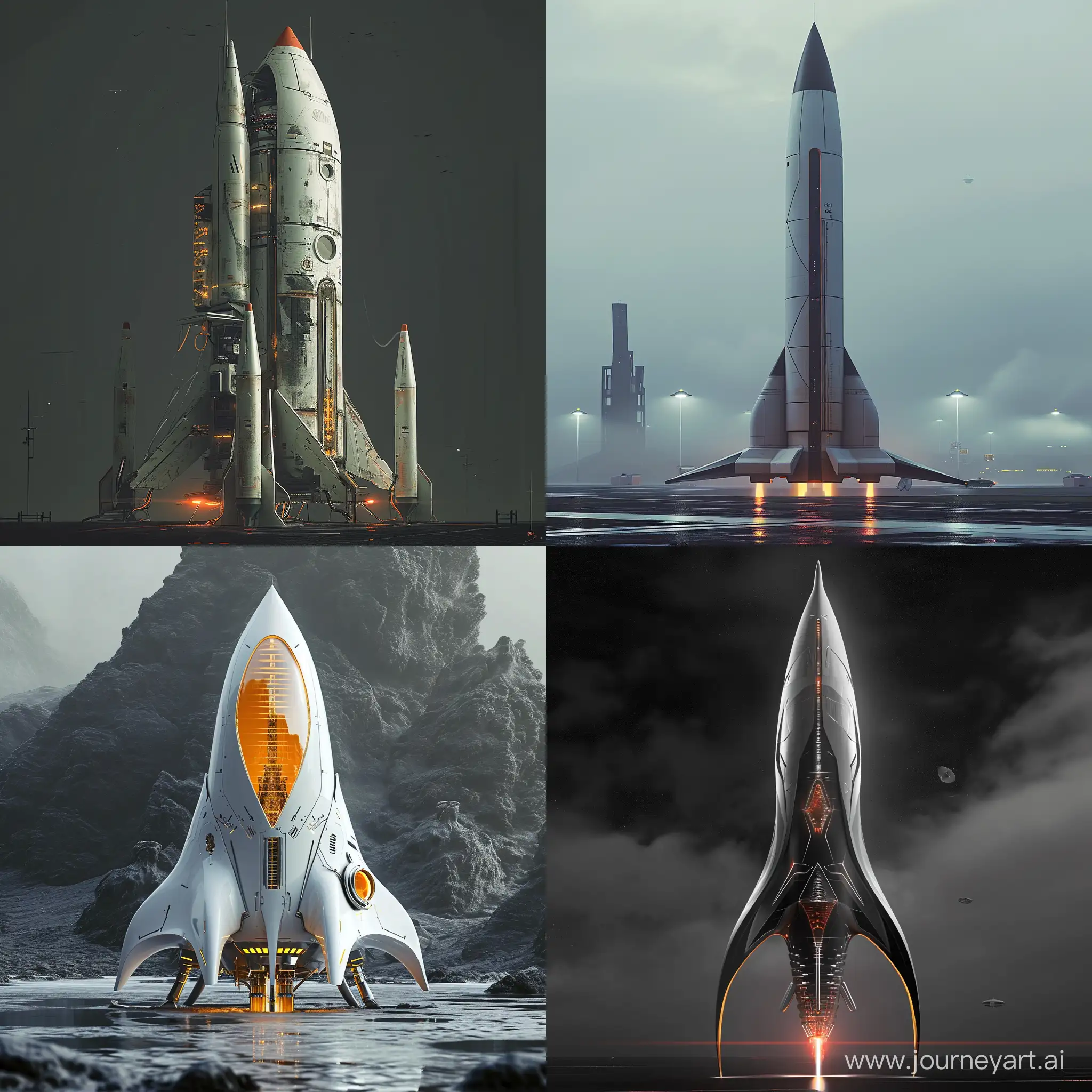 Futuristic rocket, impossible shapes, artstation, DeviantArt, science fiction  --v 6