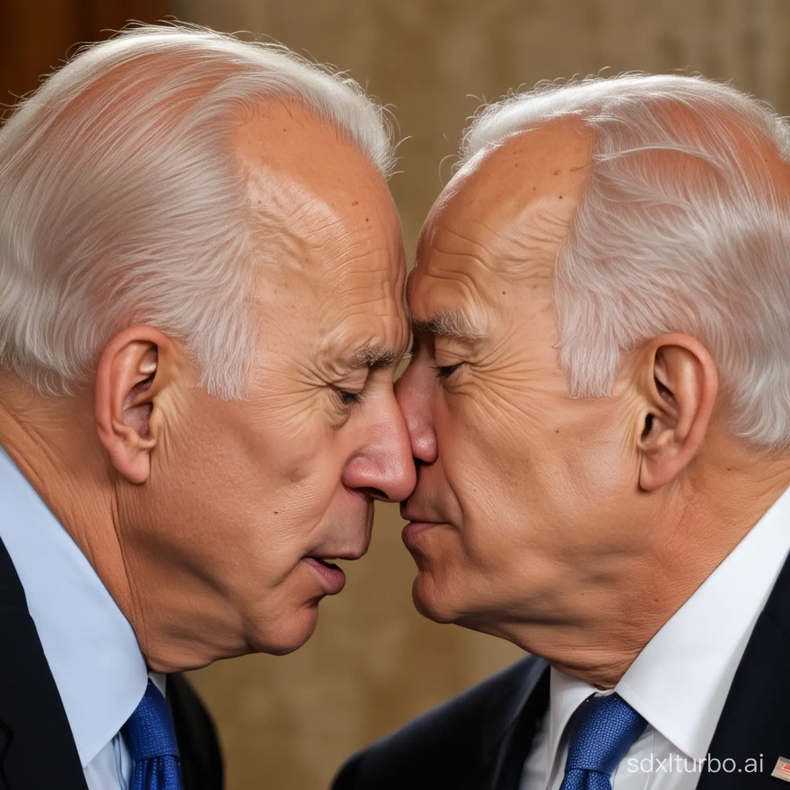 Biden kissing Netanyahu