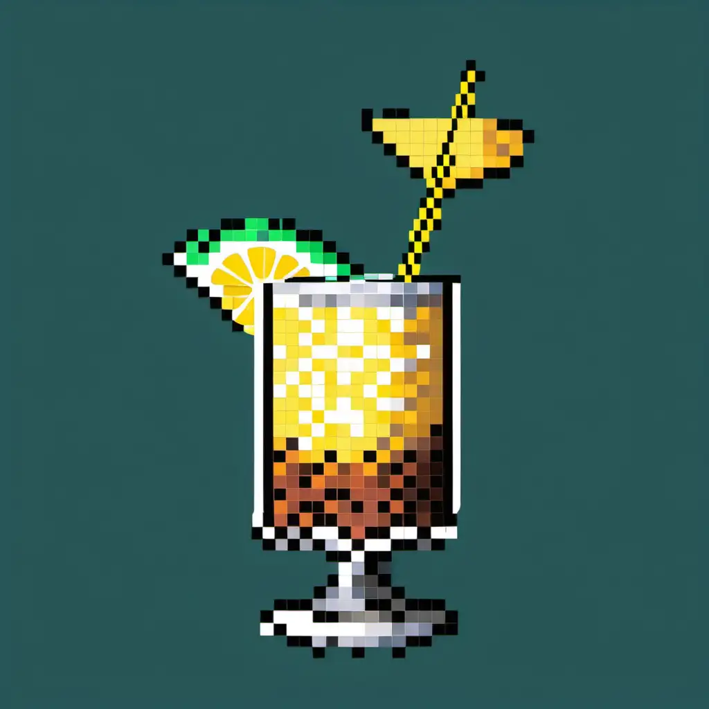 Vibrant Pixel Art IBA Barracuda Cocktail in Yellow Palette