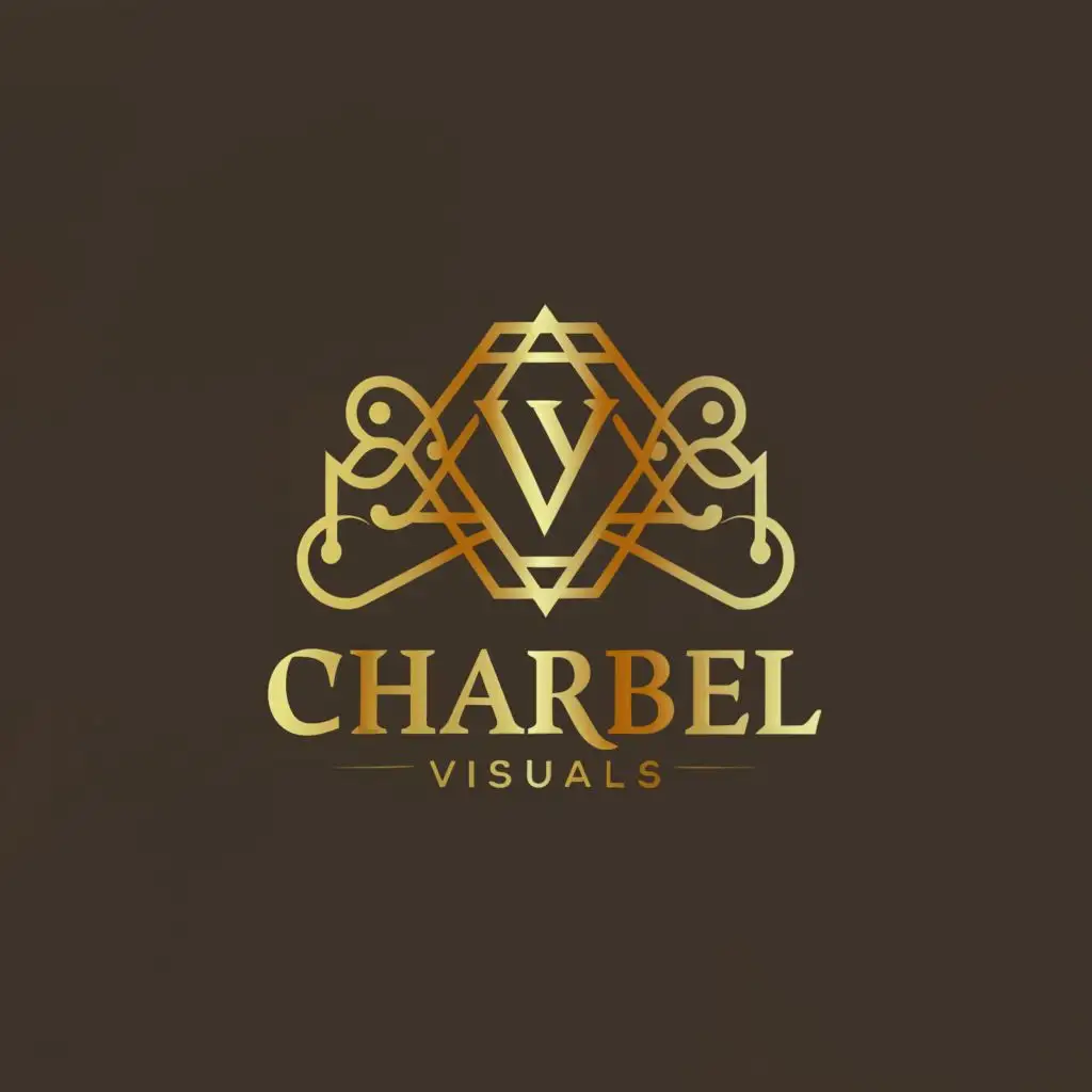 logo, Golden luxury logo, with the text "Charbel visuals", typography