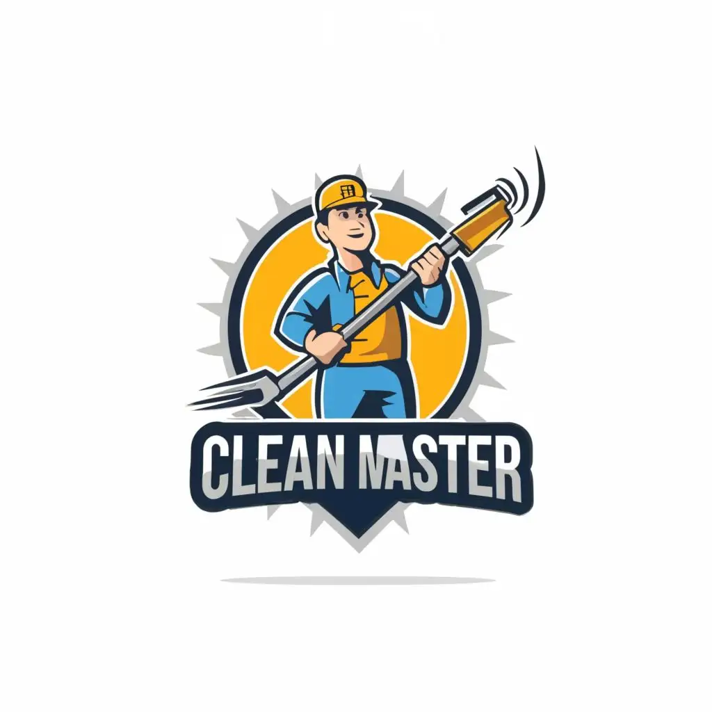a logo design,with the text "clean master", main symbol:handyman with a wah pressure gun,Moderate,clear background