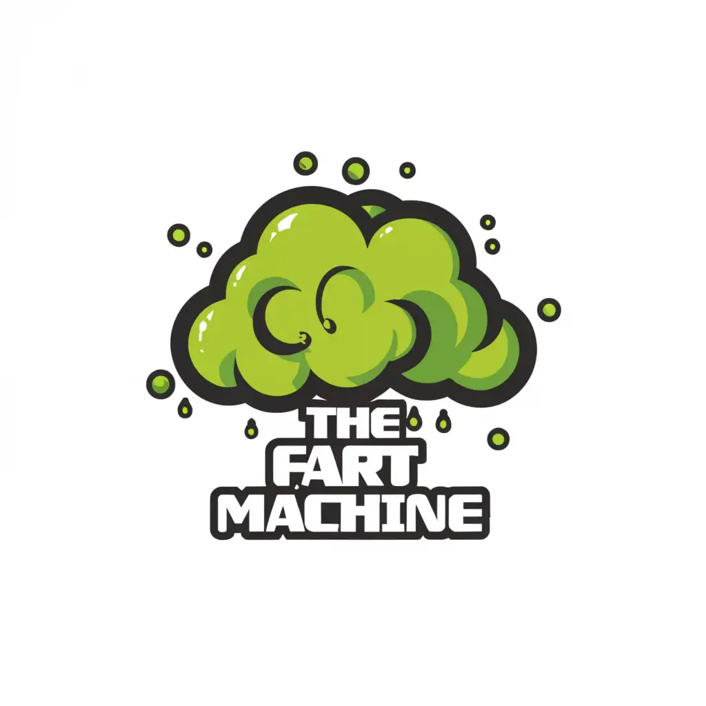 a logo design,with the text "The Fart Machine", main symbol:Green Fart cloud,complex,be used in Entertainment industry,clear background