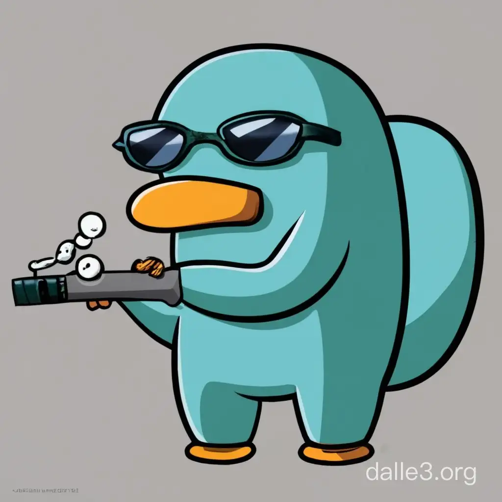 perry the platypus smokes fat vape clouds while wearing among us drip