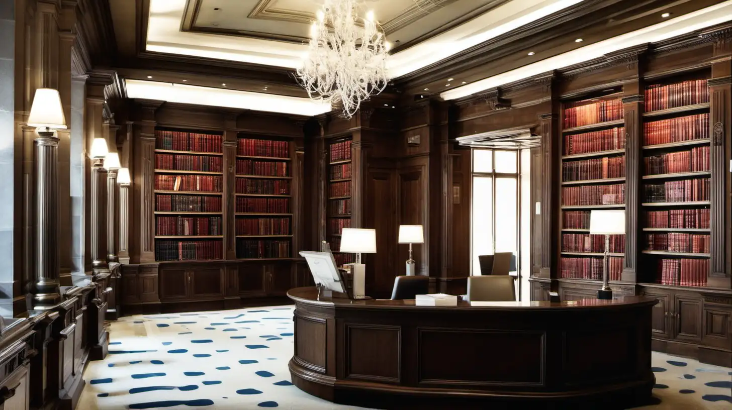 Elegant Reception Area in a Luxurious Library