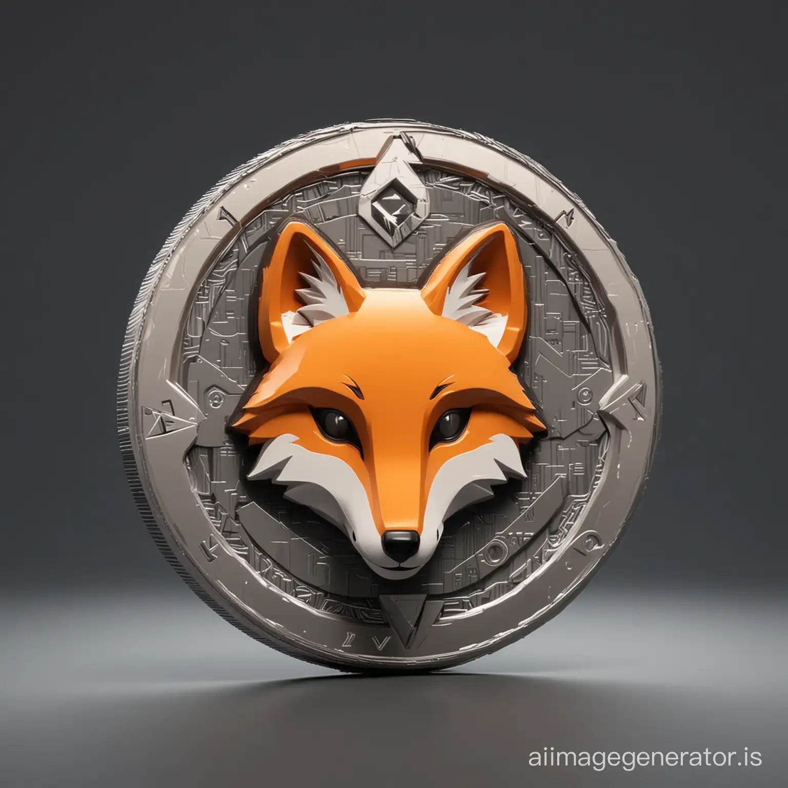 Futuristic 3D Fox Logo in Coin Style for NV Crypto Currency | AI Image ...