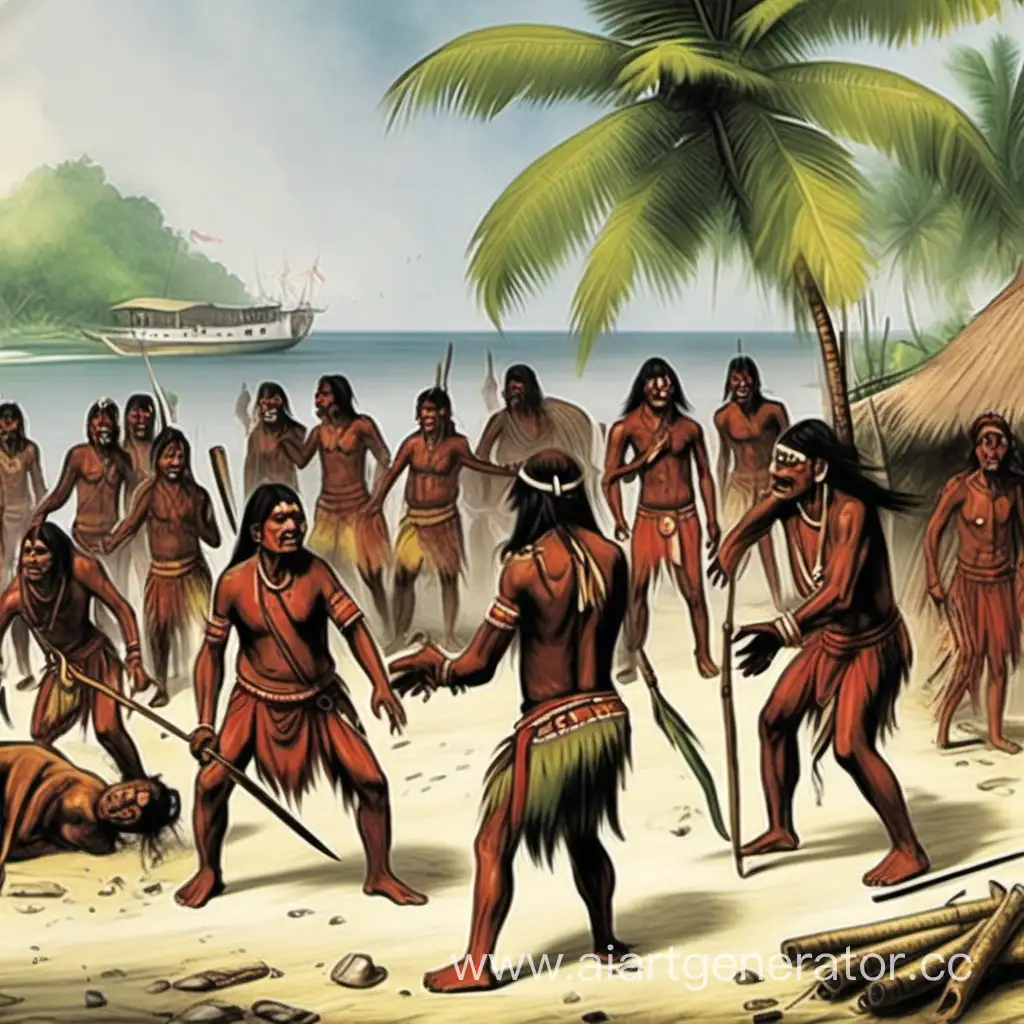 индейцы напали на людей на острове 