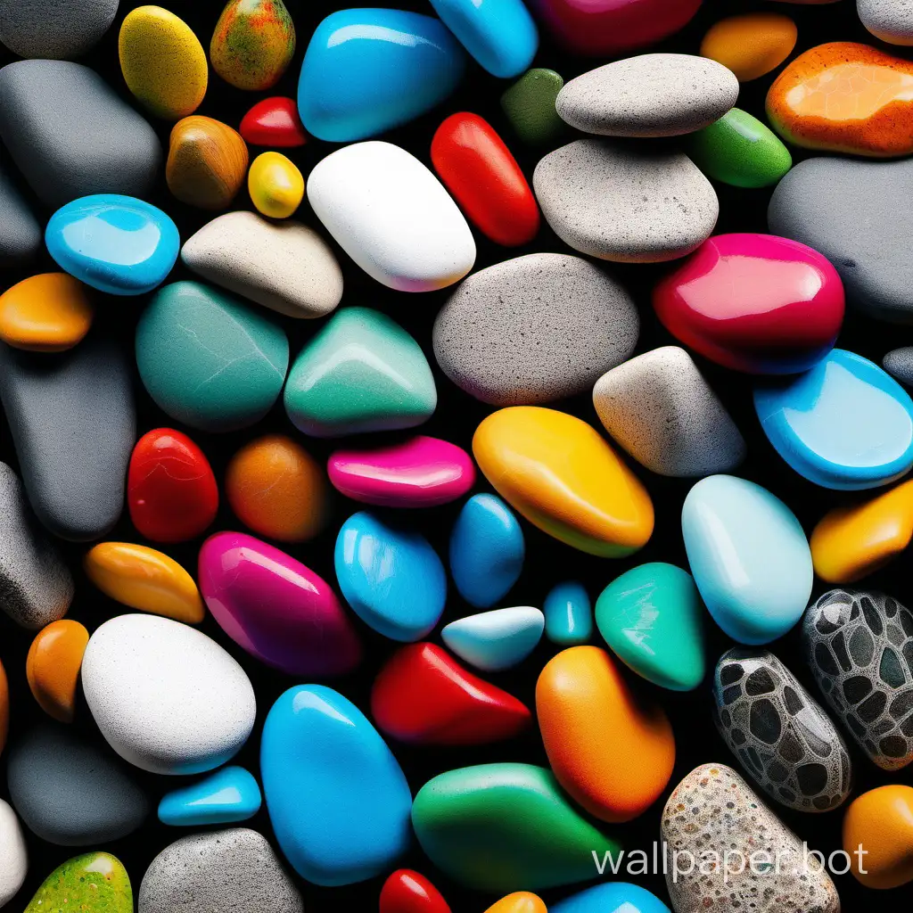 artificial pebbles in bright colours