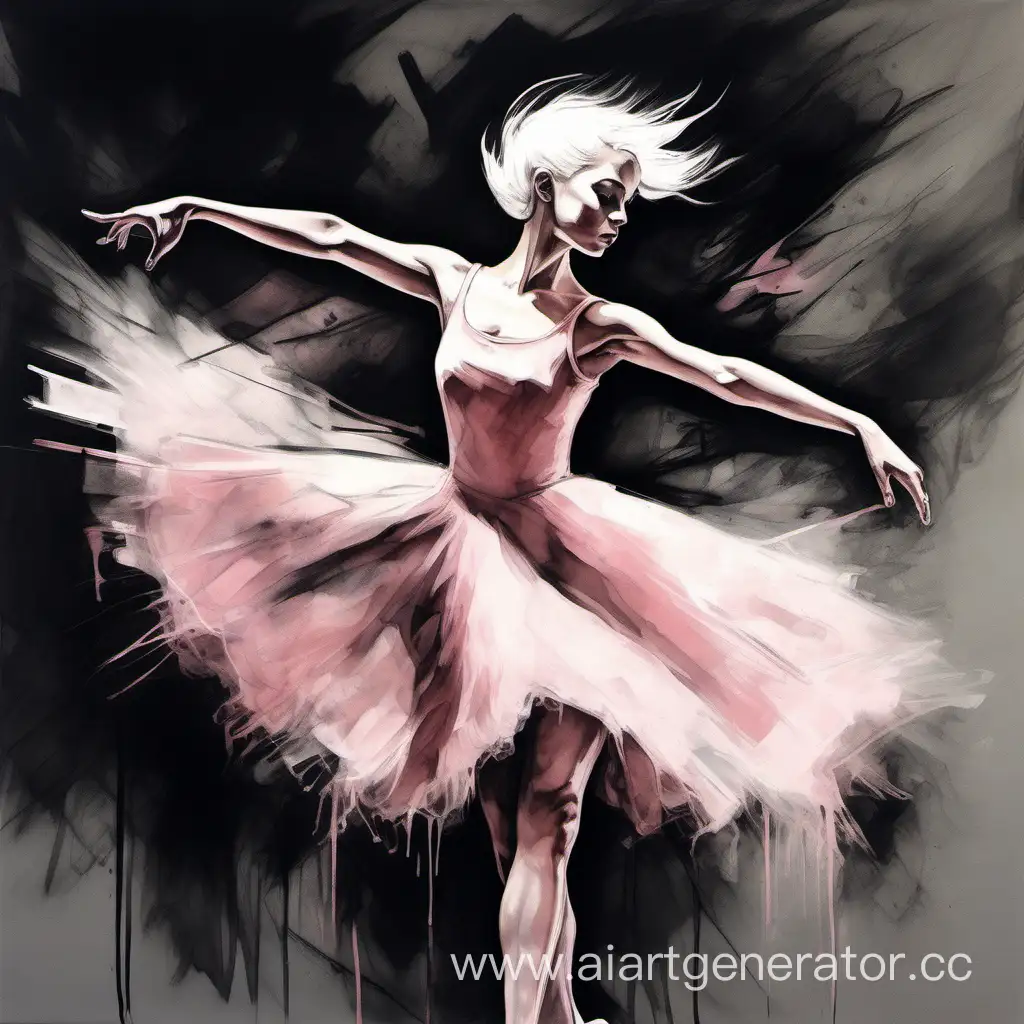 painting of a ballerina in a pink dress, painting by Elizaveta Polunina, cgsociety, figurative art, impressionism, detailed painting, dynamic pose charcoal sketch of a little girl in a white dress in flight dancing, tumblr, arabesque, dark ballerina, sassy!!!, dressed as a ballerina, Joan Mitchell, Michael Hoppen, Meredith Marsone, dream, girl with short white hair, with white, small, peaceful, beautiful, fluffy, dancers, luxury, in thought, Abstract Expressionist Style, Ink Illustration, Horror Movie Illustrations, Fashion illustration style