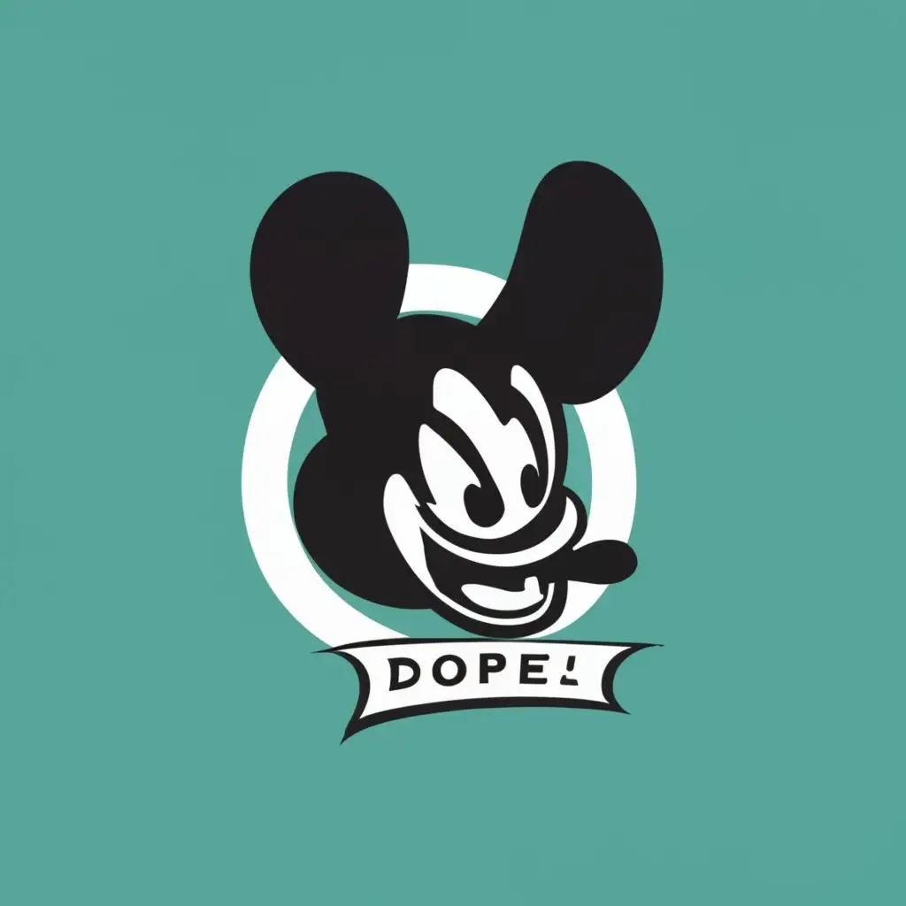 logo, STEAMBOAT WILLIE, with the text "DOPE R E P L I C A", typography, be used in Entertainment industry