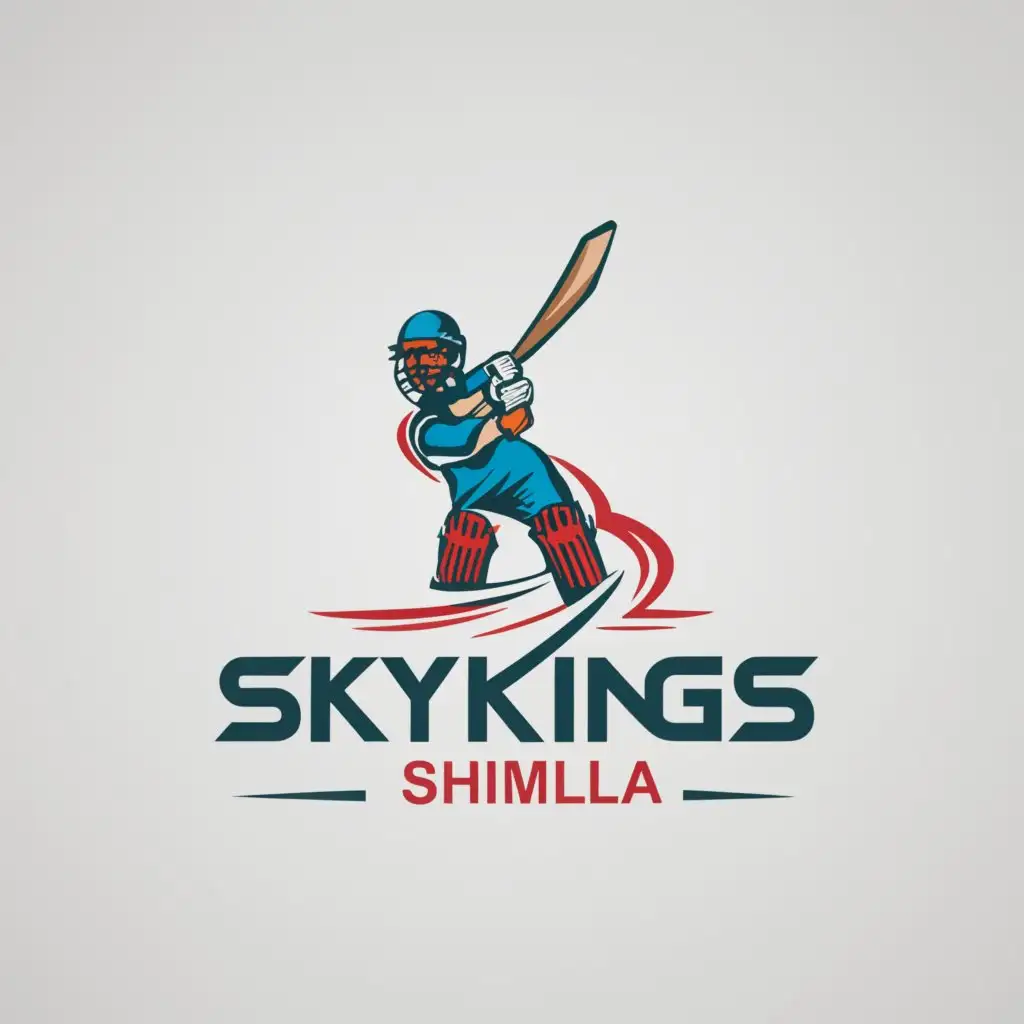 a logo design,with the text "Skykings Shimla", main symbol:King cricket,Moderate,be used in Sports Fitness industry,clear background