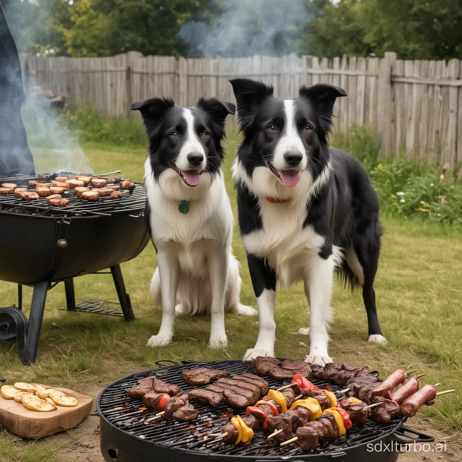 Border-Collie-Dog-Watching-Barbecue-Grill