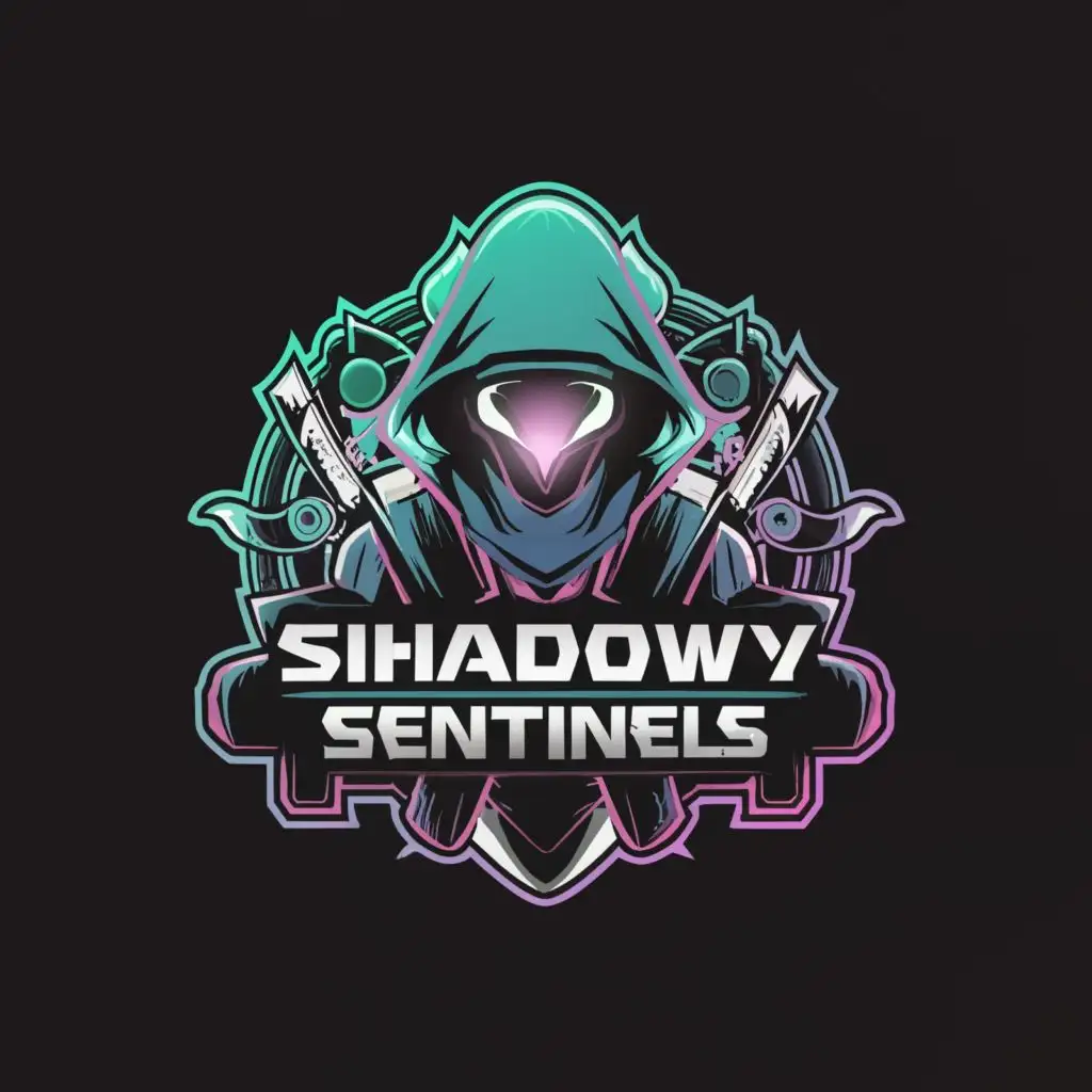 a logo design,with the text "Shadowy Sentinels", main symbol:cyber punk,Moderate,be used in Religious industry,clear background