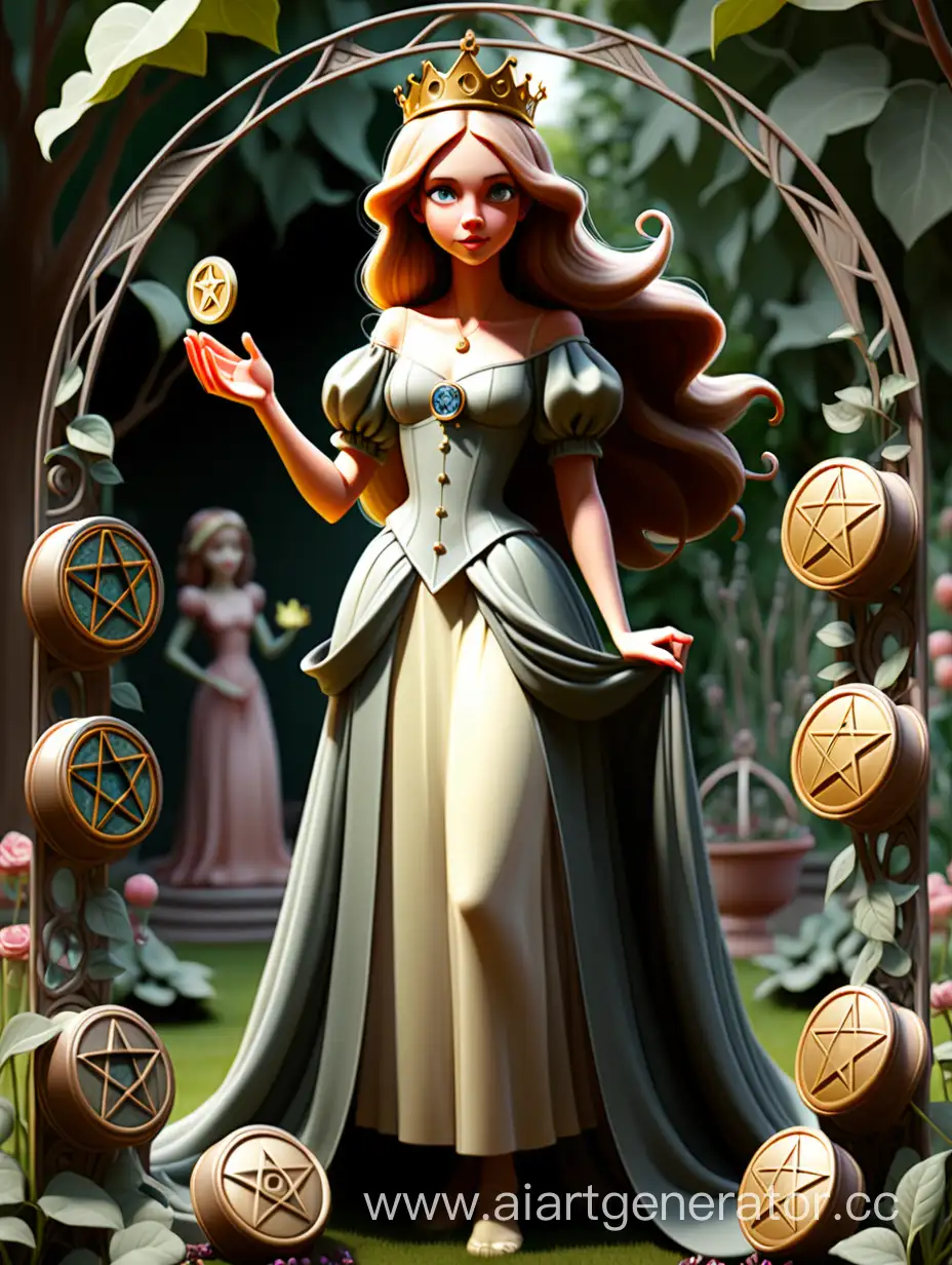 Princess-in-the-Garden-with-Nine-Pentacles