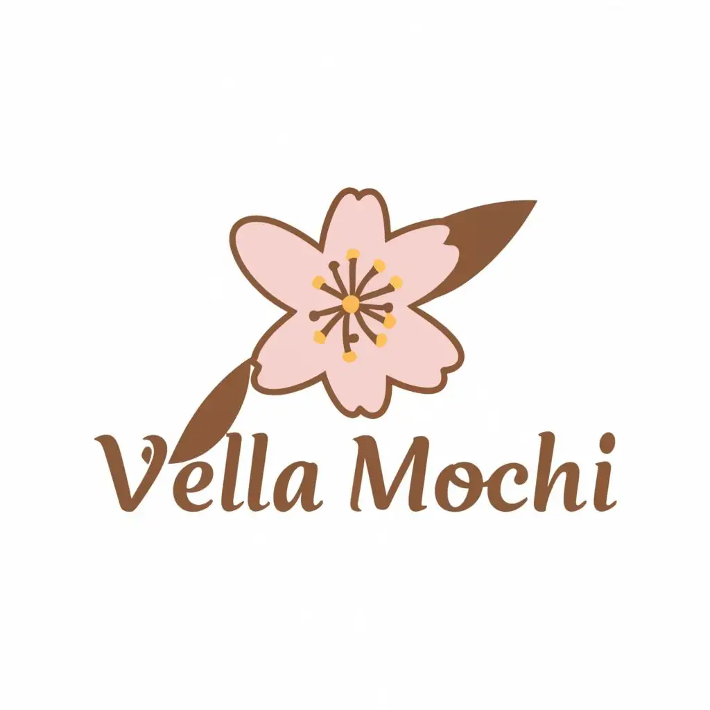 a logo design,with the text "Vella Mochi", main symbol:cherry blossom flower,Moderate,be used in Nonprofit industry,clear background